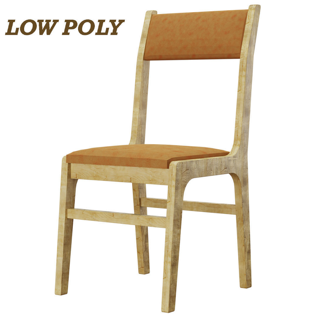 an old wooden chair 3D model_1