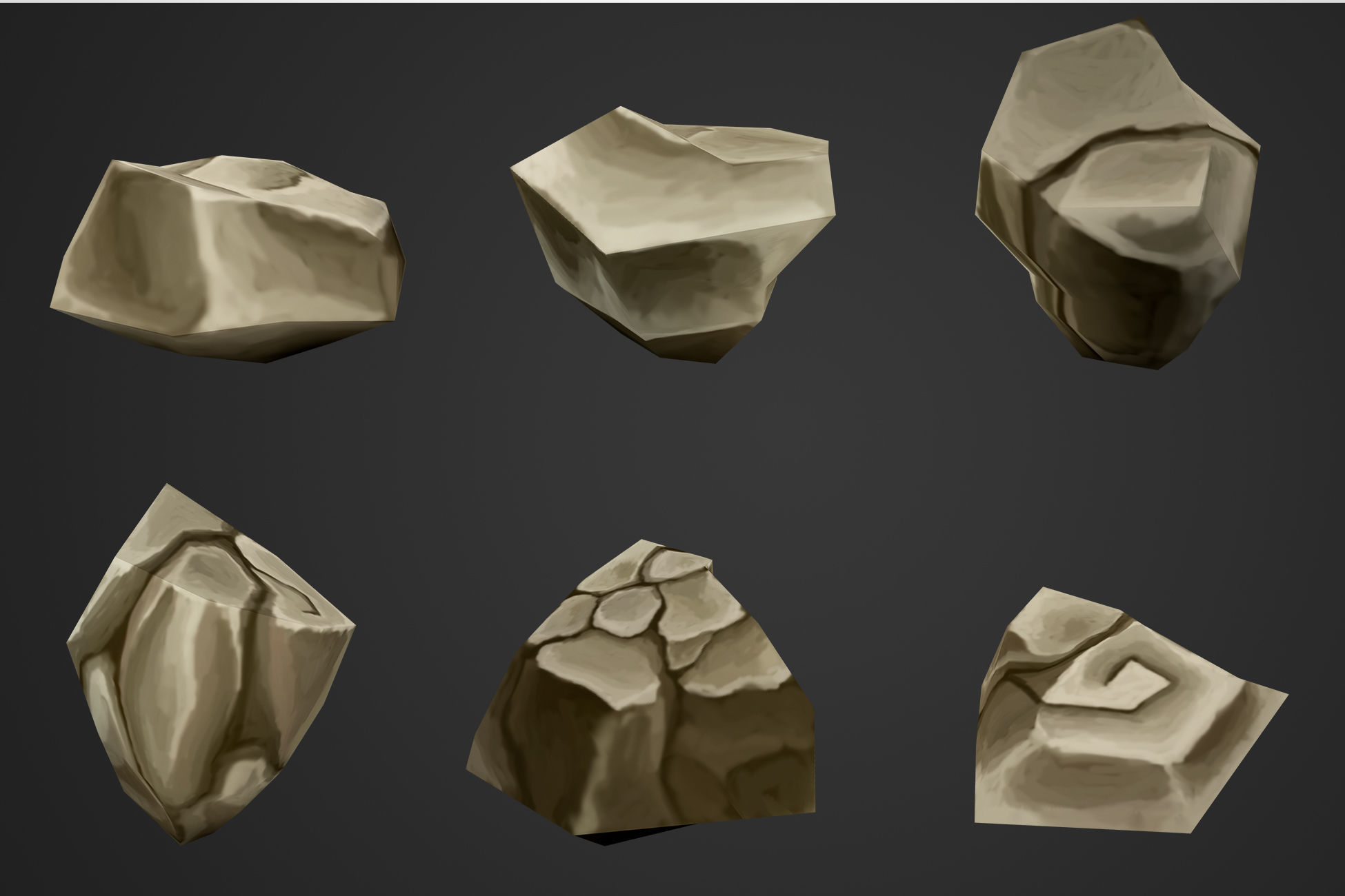 Stylized Rocks and Cliffs Low-poly 3D model_10