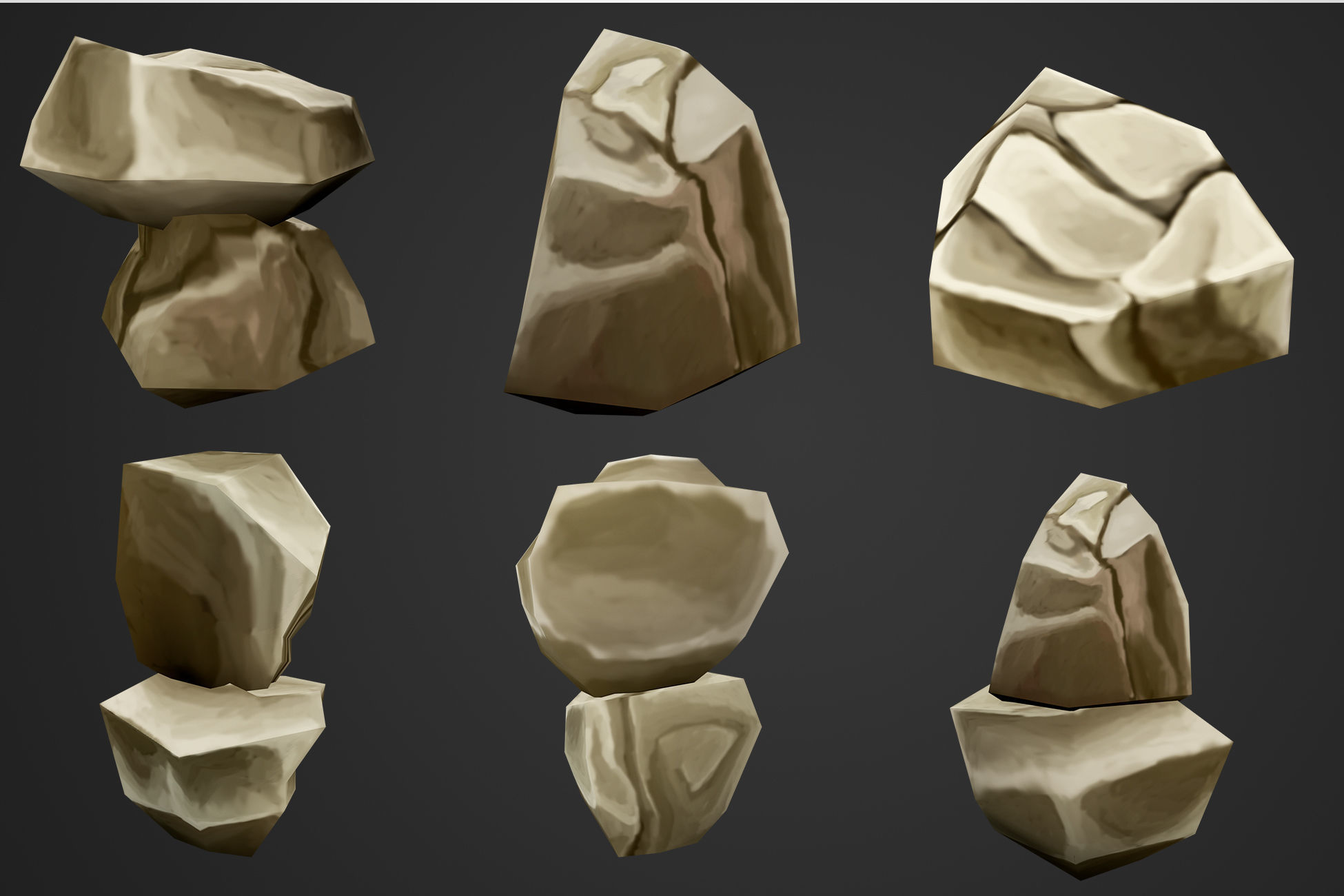 Stylized Rocks and Cliffs Low-poly 3D model_11