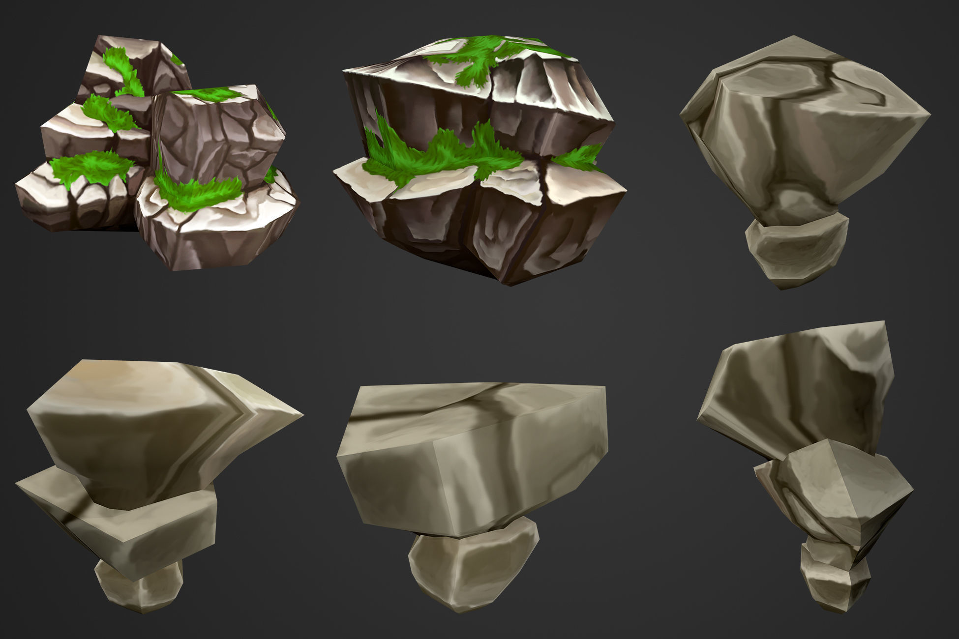 Stylized Rocks and Cliffs Low-poly 3D model_6