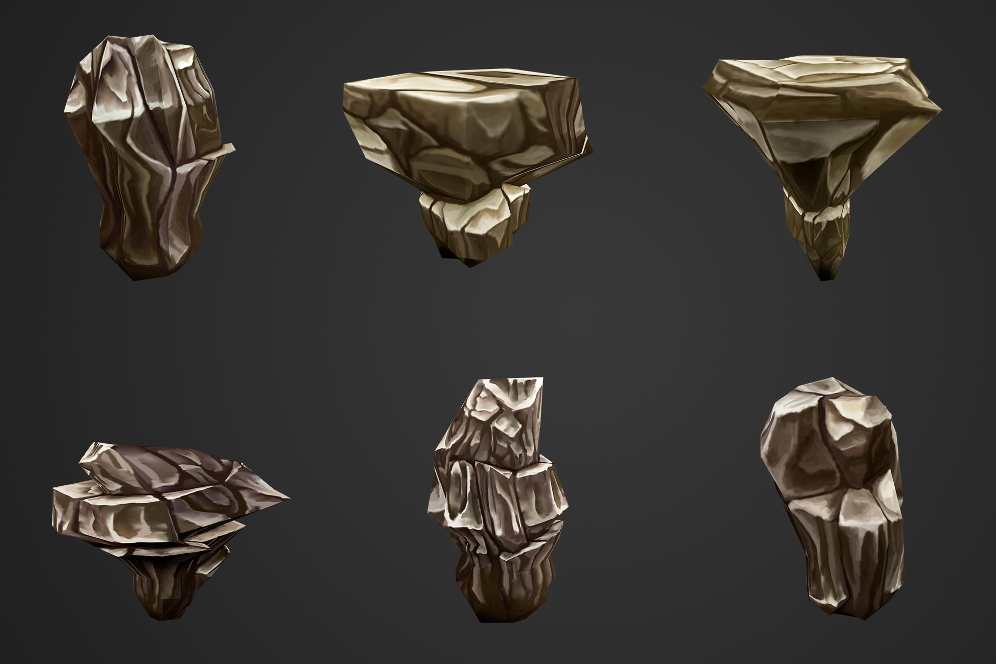 Stylized Rocks and Cliffs Low-poly 3D model_4