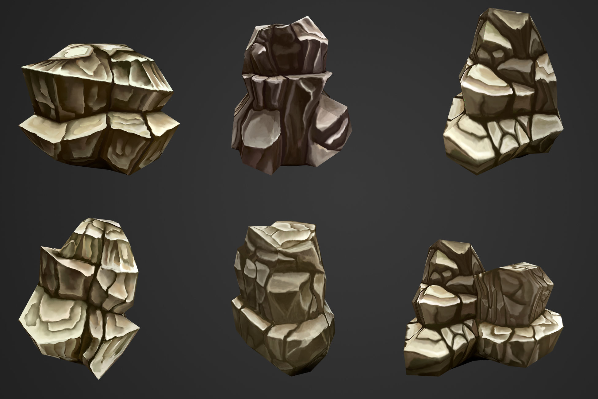 Stylized Rocks and Cliffs Low-poly 3D model_1