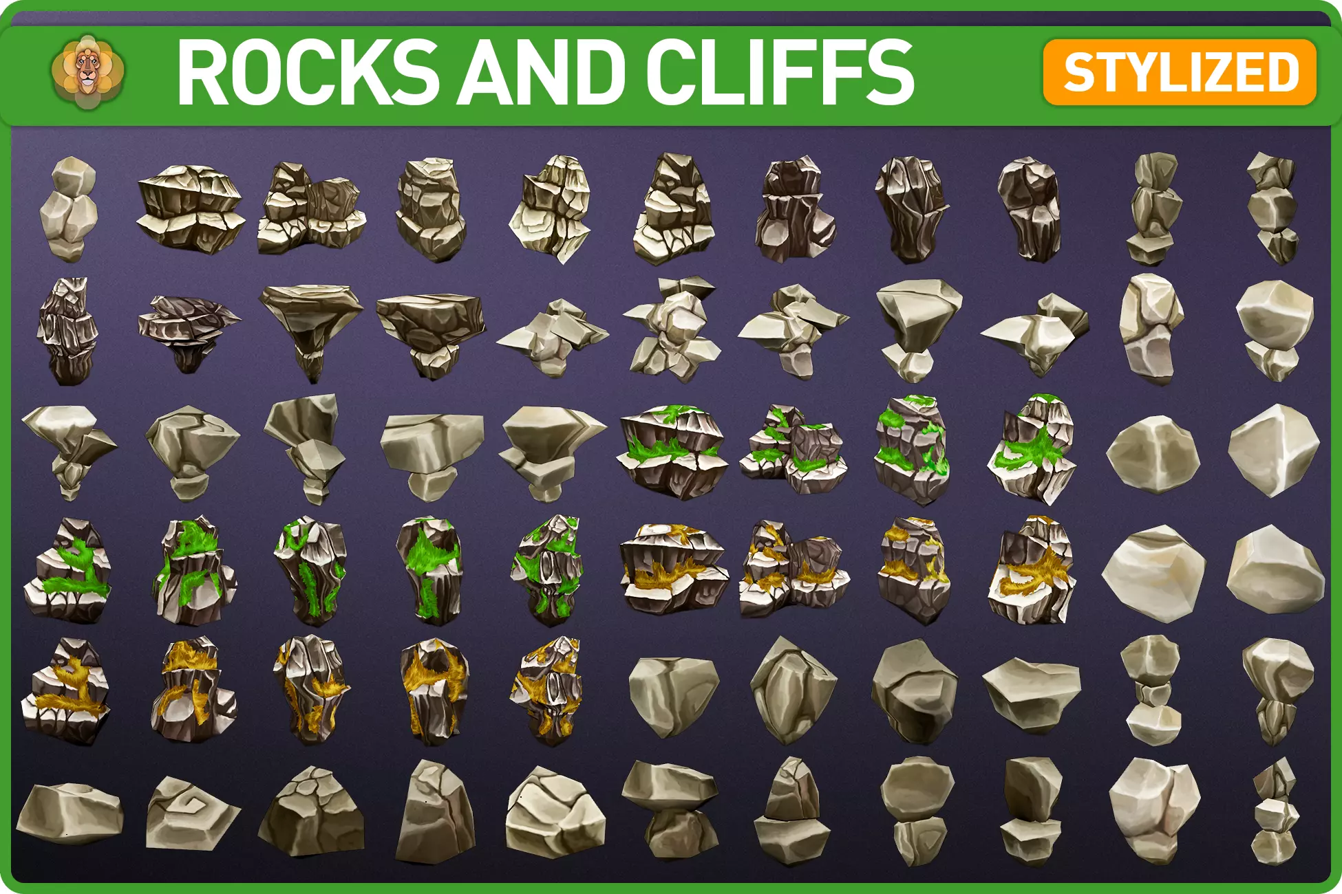 Stylized Rocks and Cliffs Low-poly 3D model_0
