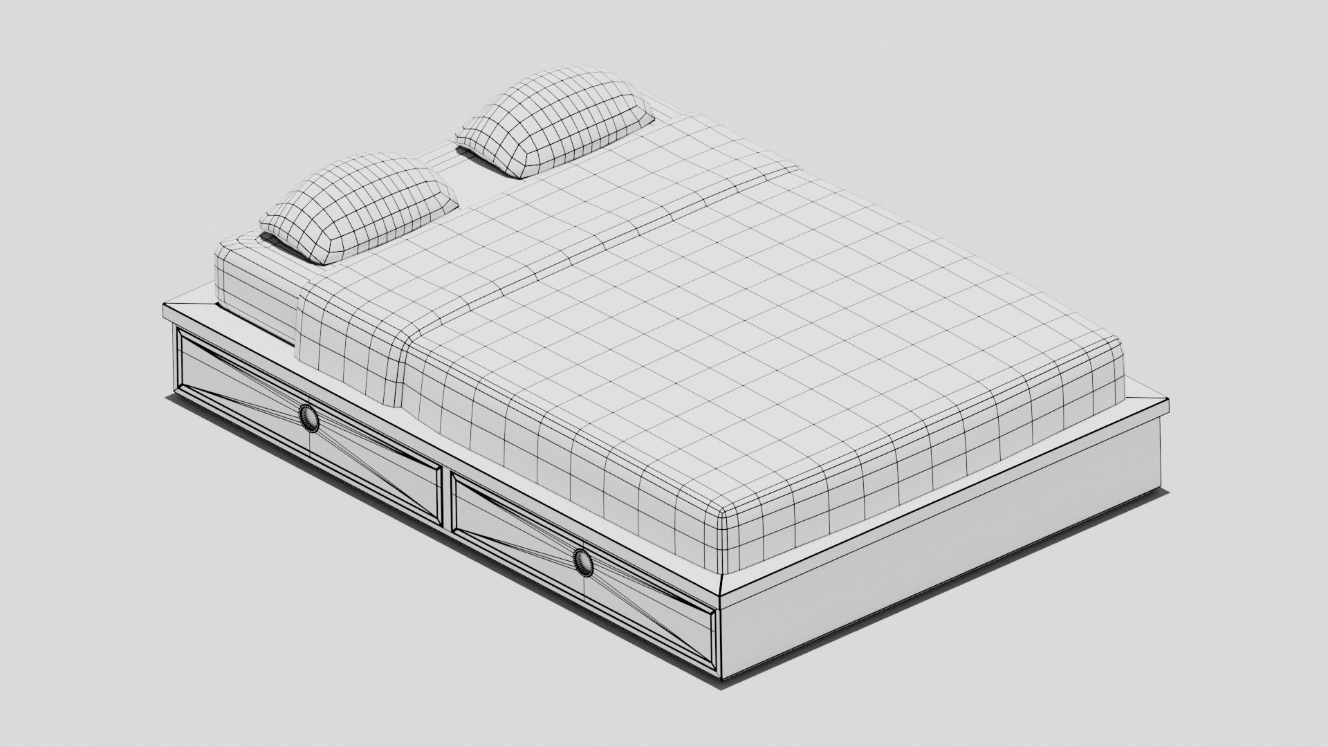 Japanese Furniture Kit - Bed Low-poly 3D model_8