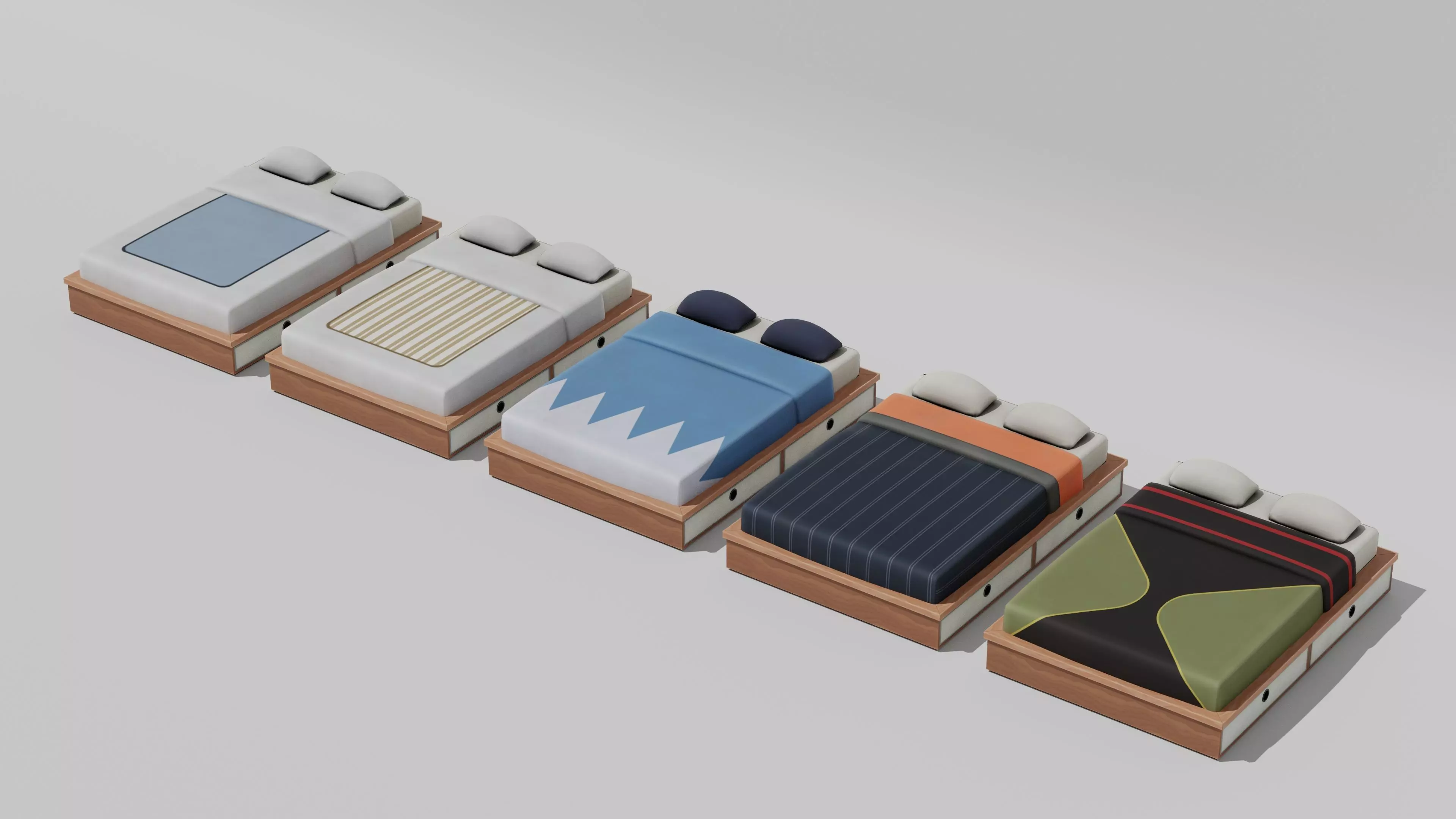 Japanese Furniture Kit - Bed Low-poly 3D model_0