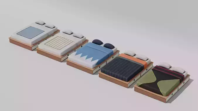 Japanese Furniture Kit - Bed Low-poly 3D model