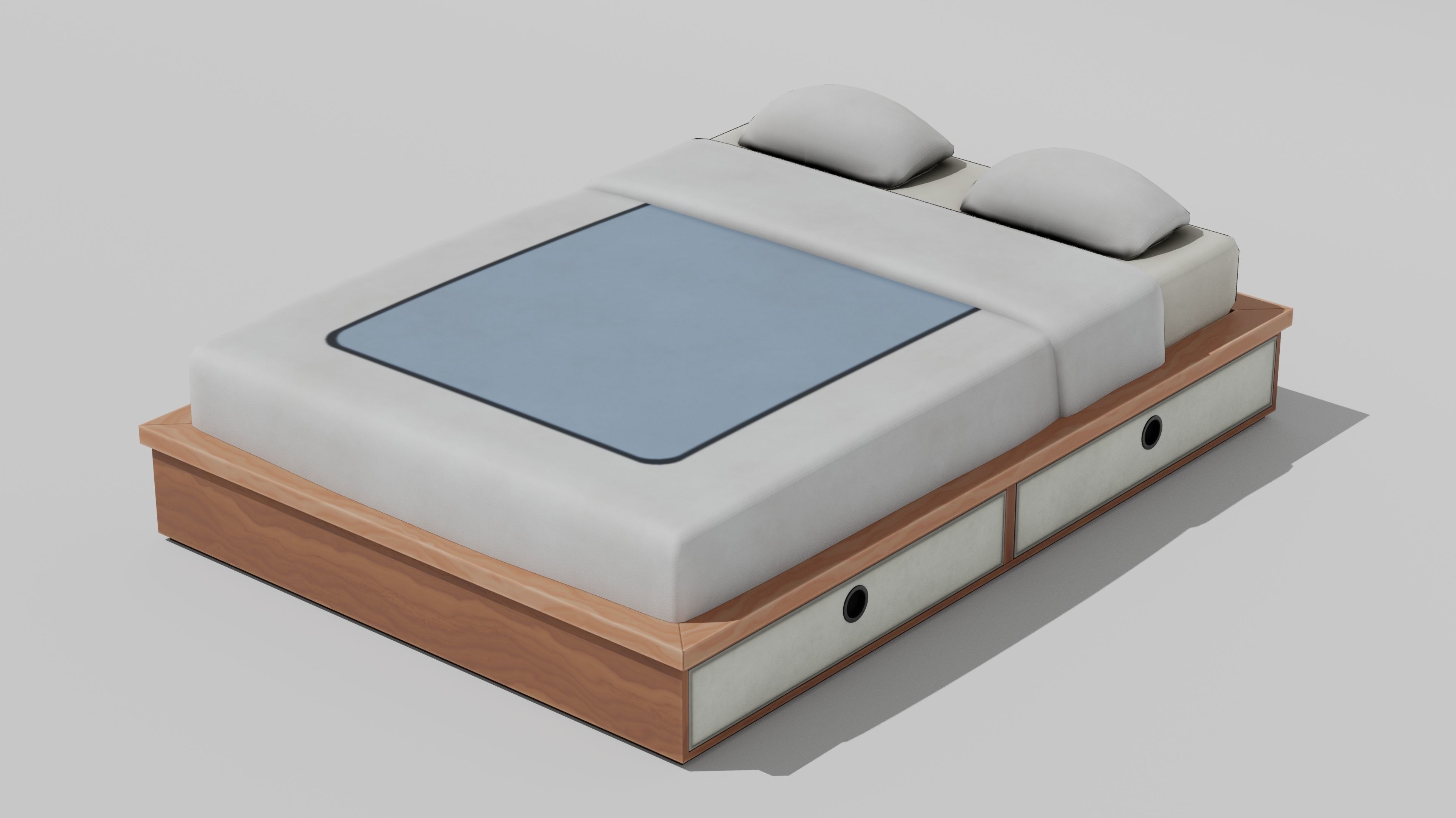 Japanese Furniture Kit - Bed Low-poly 3D model_5