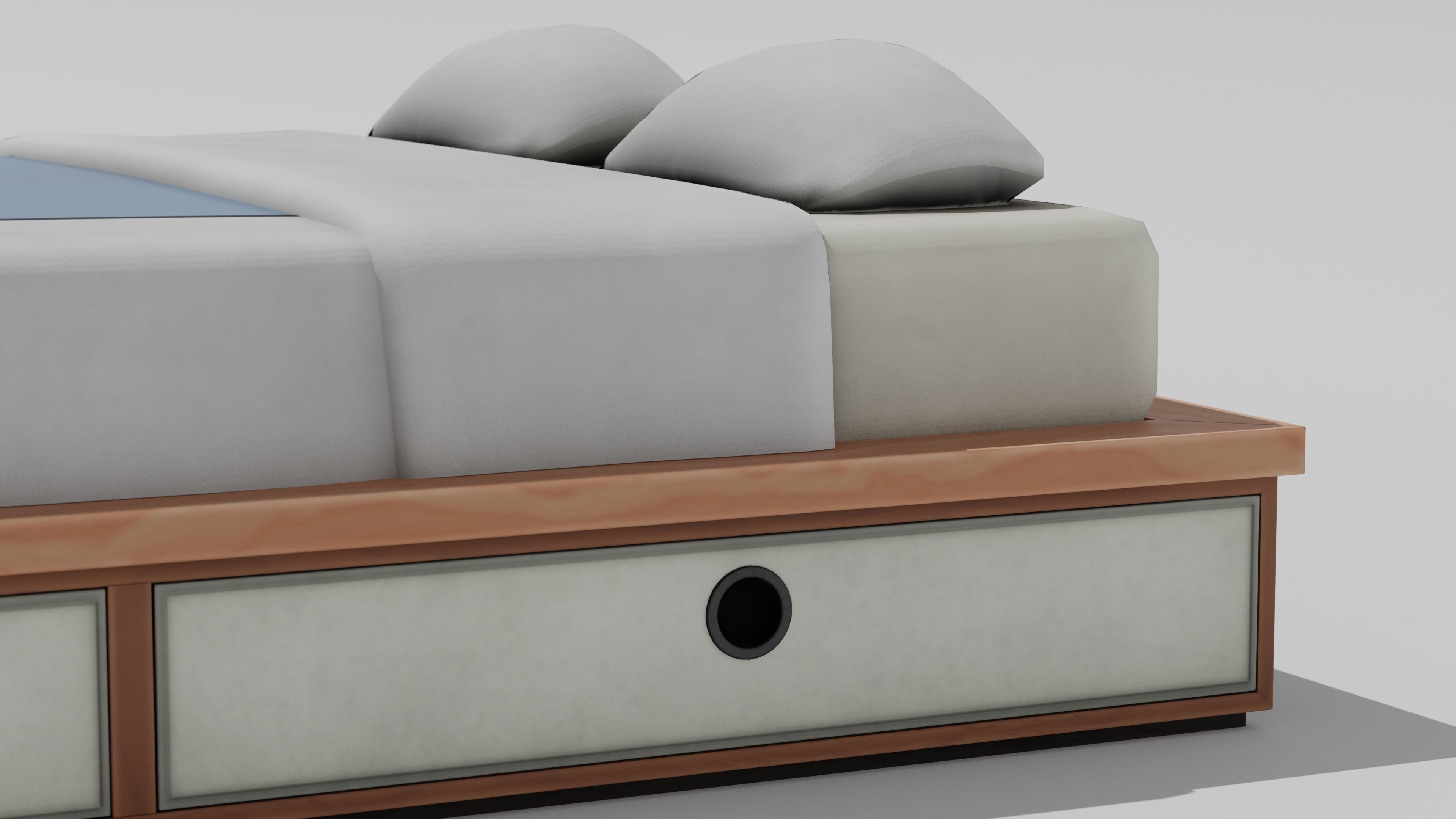 Japanese Furniture Kit - Bed Low-poly 3D model_7