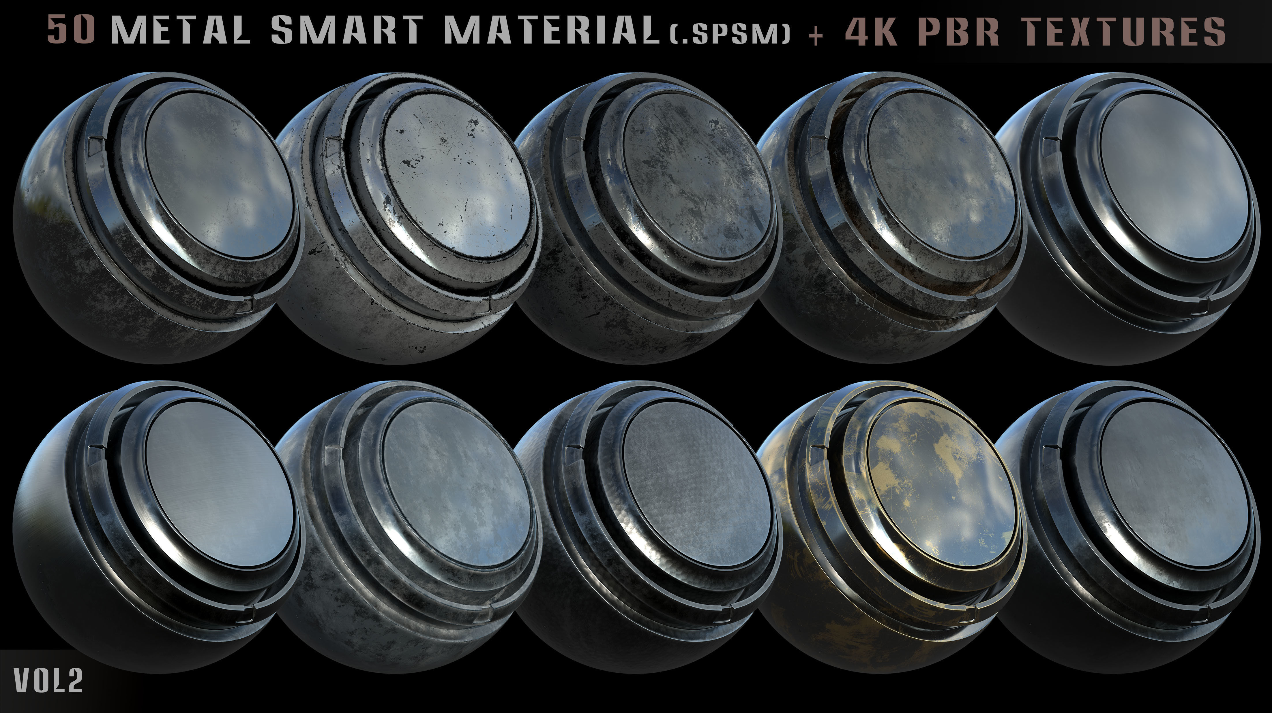 50 metal smart materials and 4k PBR textures - Vol 2 Texture_7