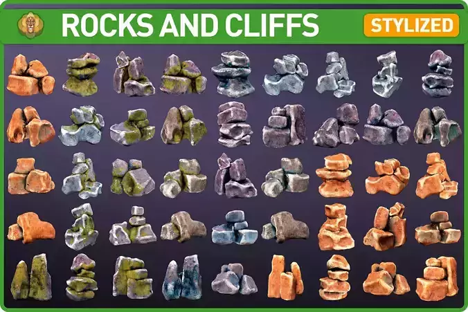 Stylized Cliffs and Rock Bundle
