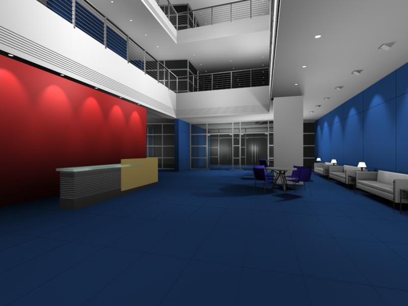 Luxury architectural Hall Lobby 3D model_1