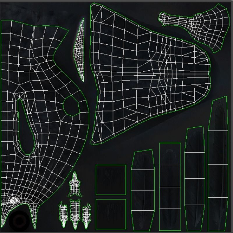 Crow Animated 3D model Low-poly 3D model_16