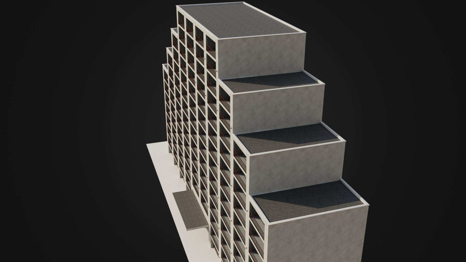 Apartment Building  02 Low-poly 3D model_36