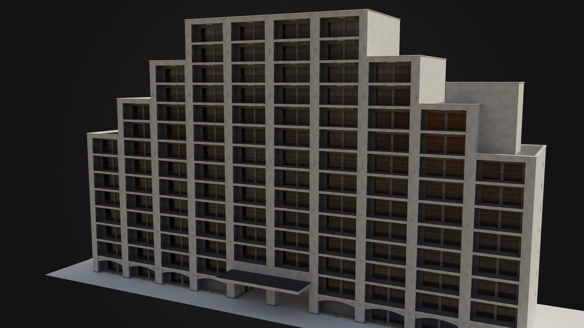 Apartment Building  02 Low-poly 3D model_21