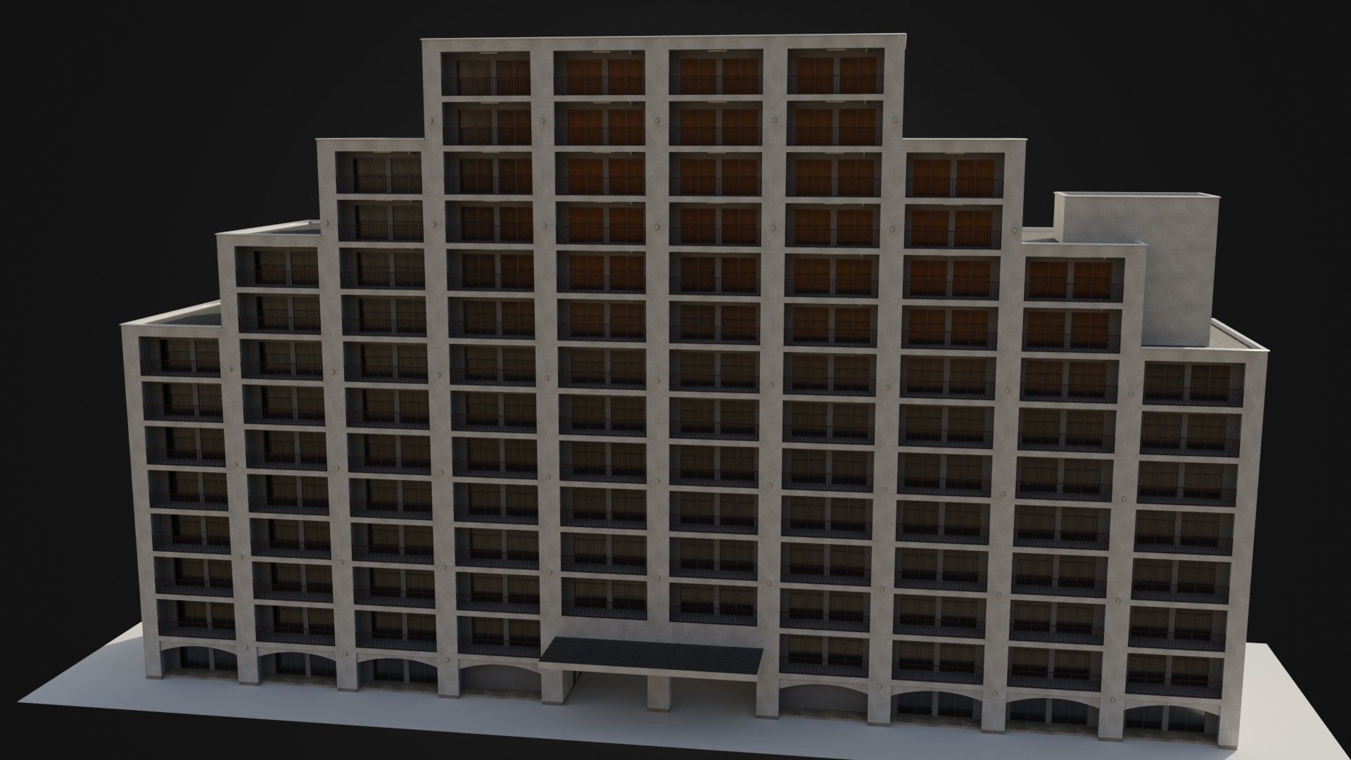Apartment Building  02 Low-poly 3D model_23