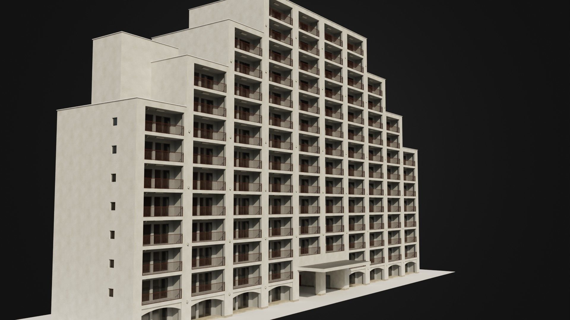 Apartment Building  02 Low-poly 3D model_11