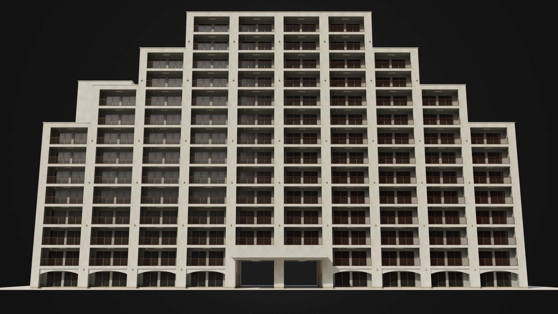 Apartment Building  02 Low-poly 3D model_5