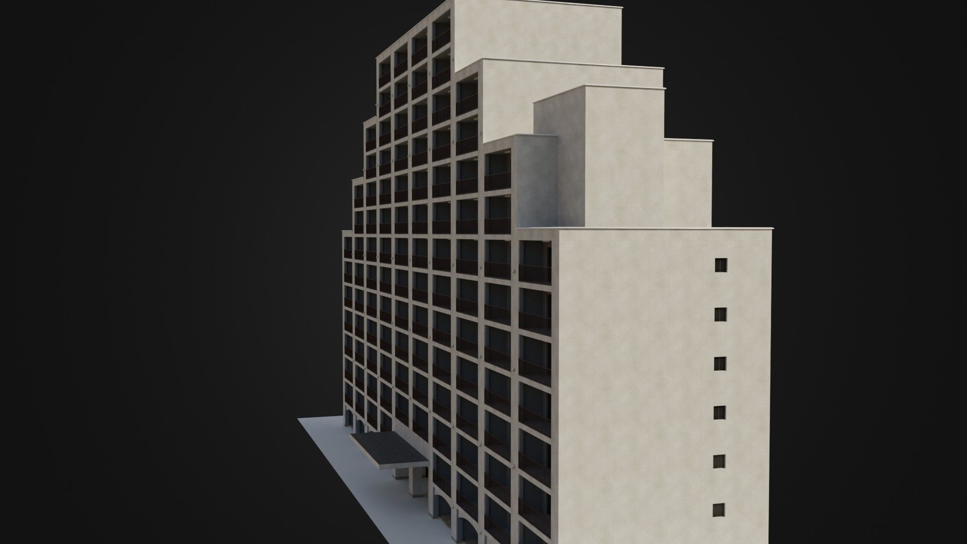 Apartment Building  02 Low-poly 3D model_17