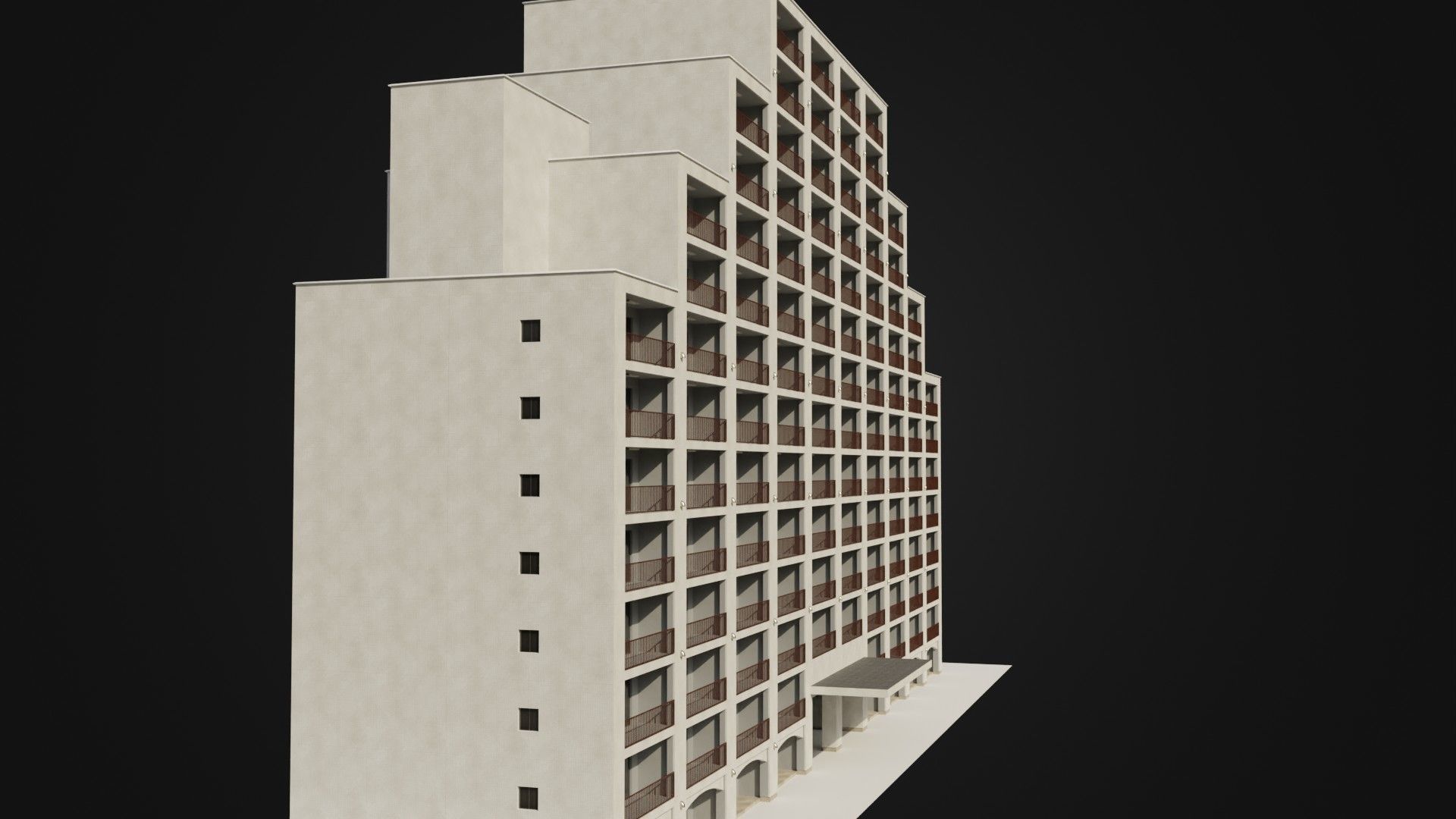 Apartment Building  02 Low-poly 3D model_13