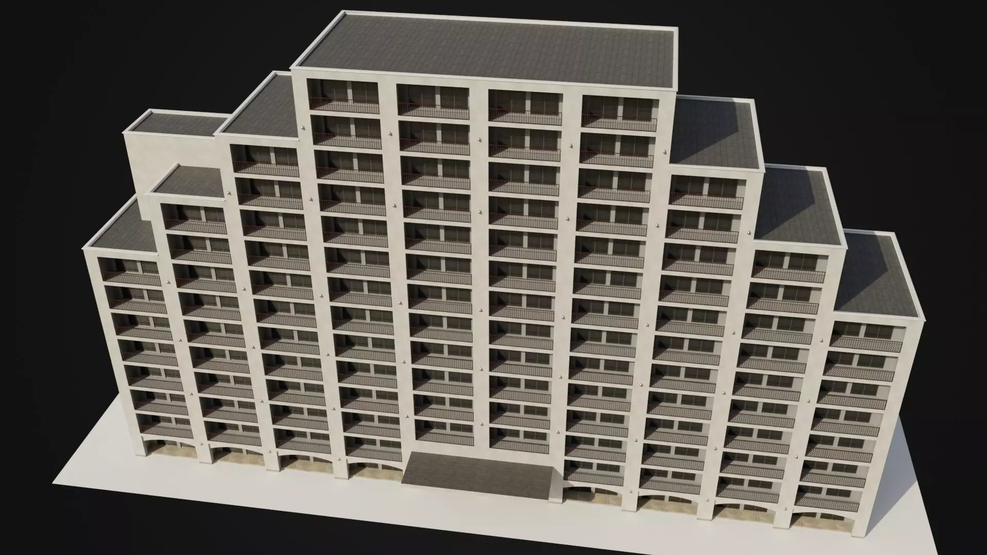 Apartment Building  02 Low-poly 3D model_0