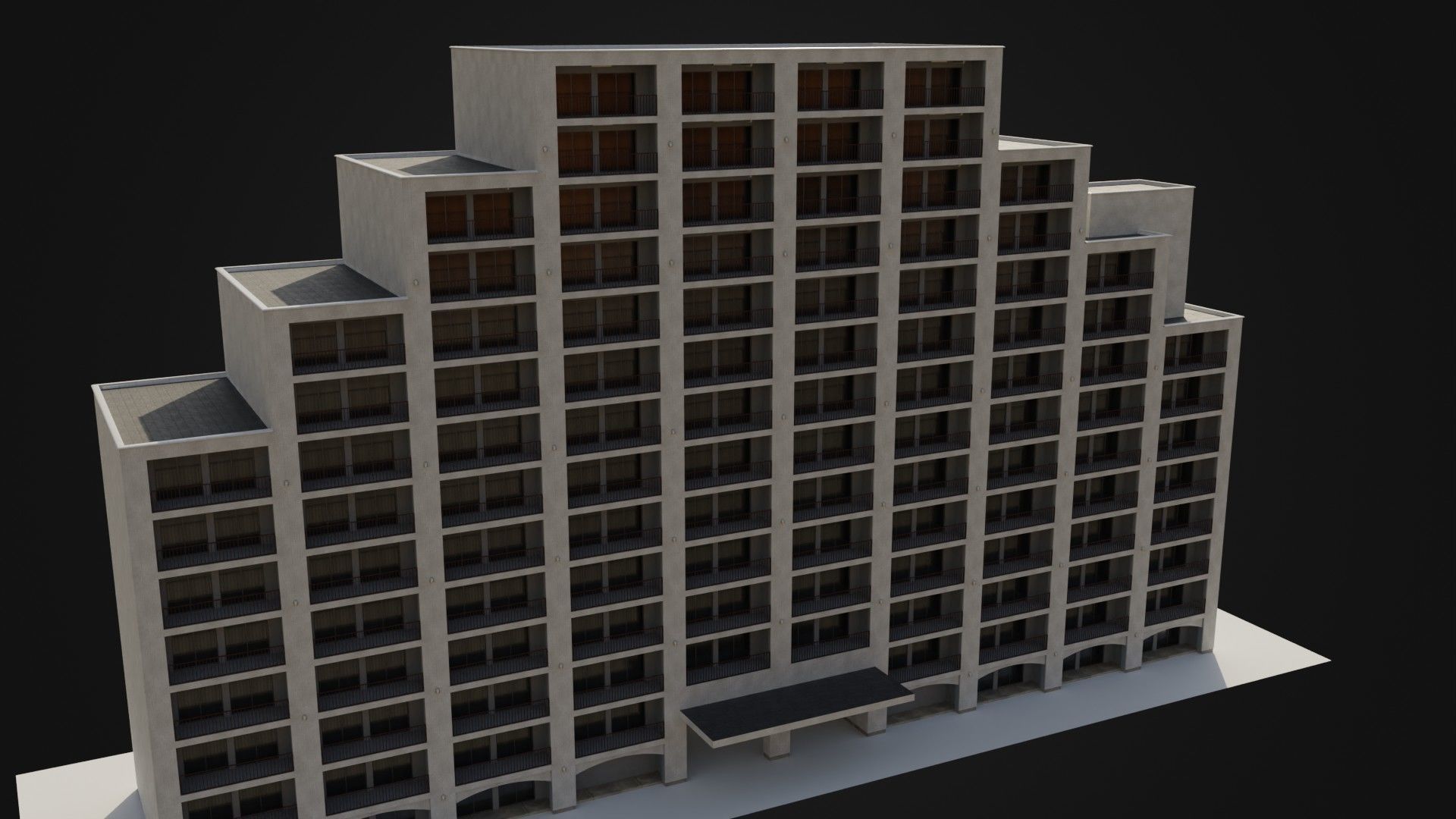 Apartment Building  02 Low-poly 3D model_27
