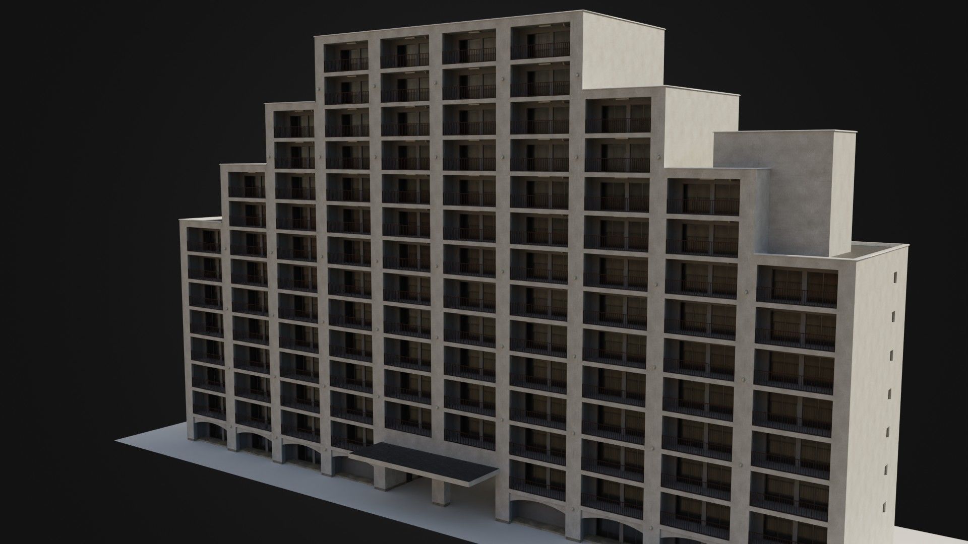 Apartment Building  02 Low-poly 3D model_1