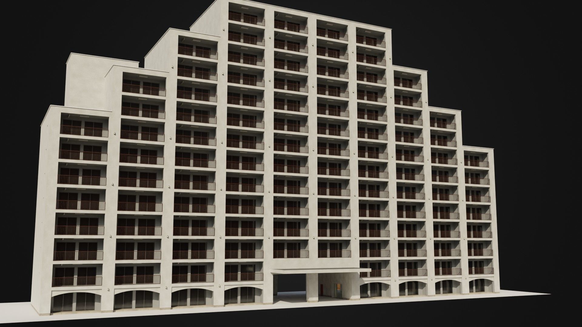 Apartment Building  02 Low-poly 3D model_8