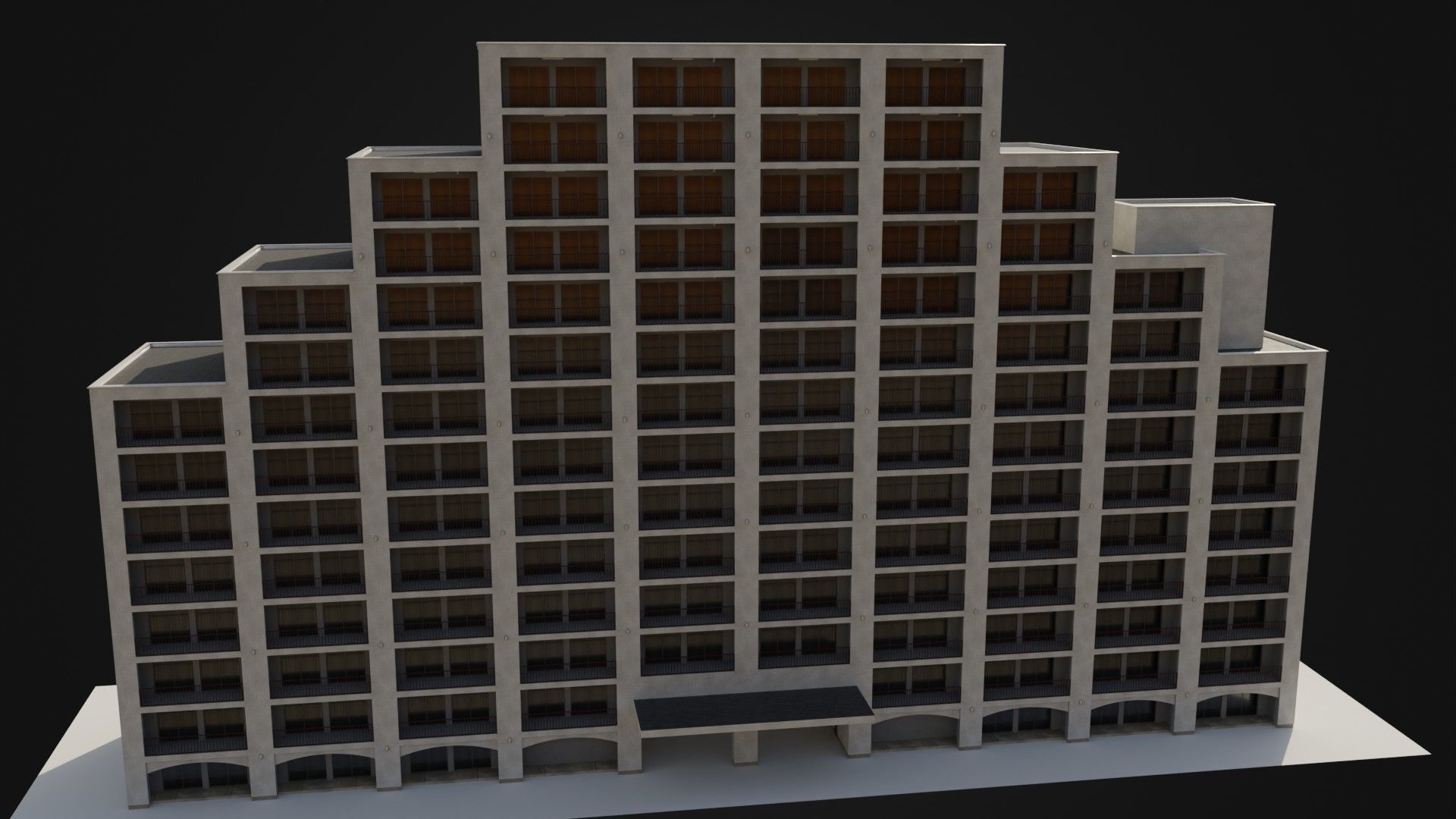 Apartment Building  02 Low-poly 3D model_25