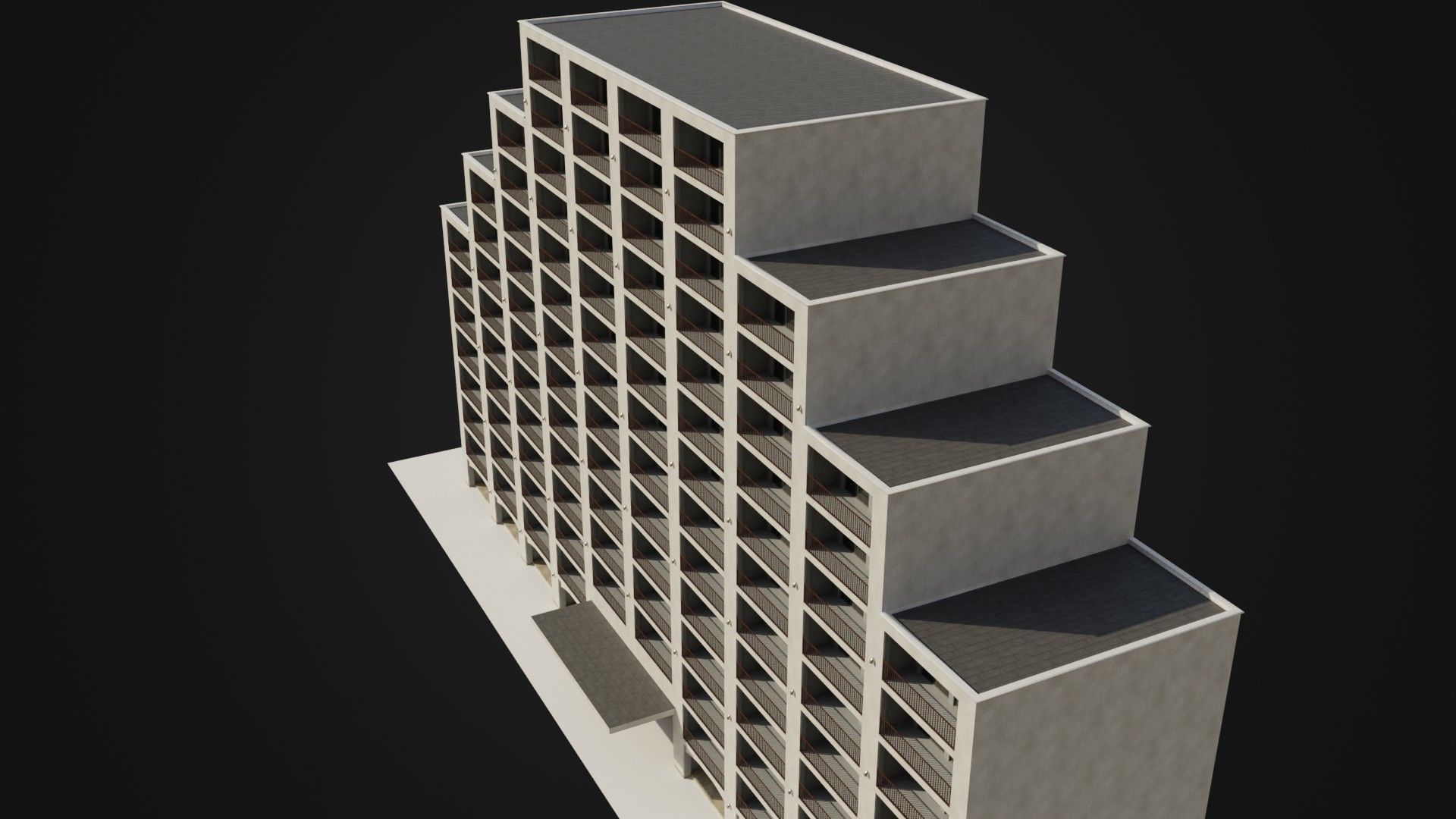 Apartment Building  02 Low-poly 3D model_37