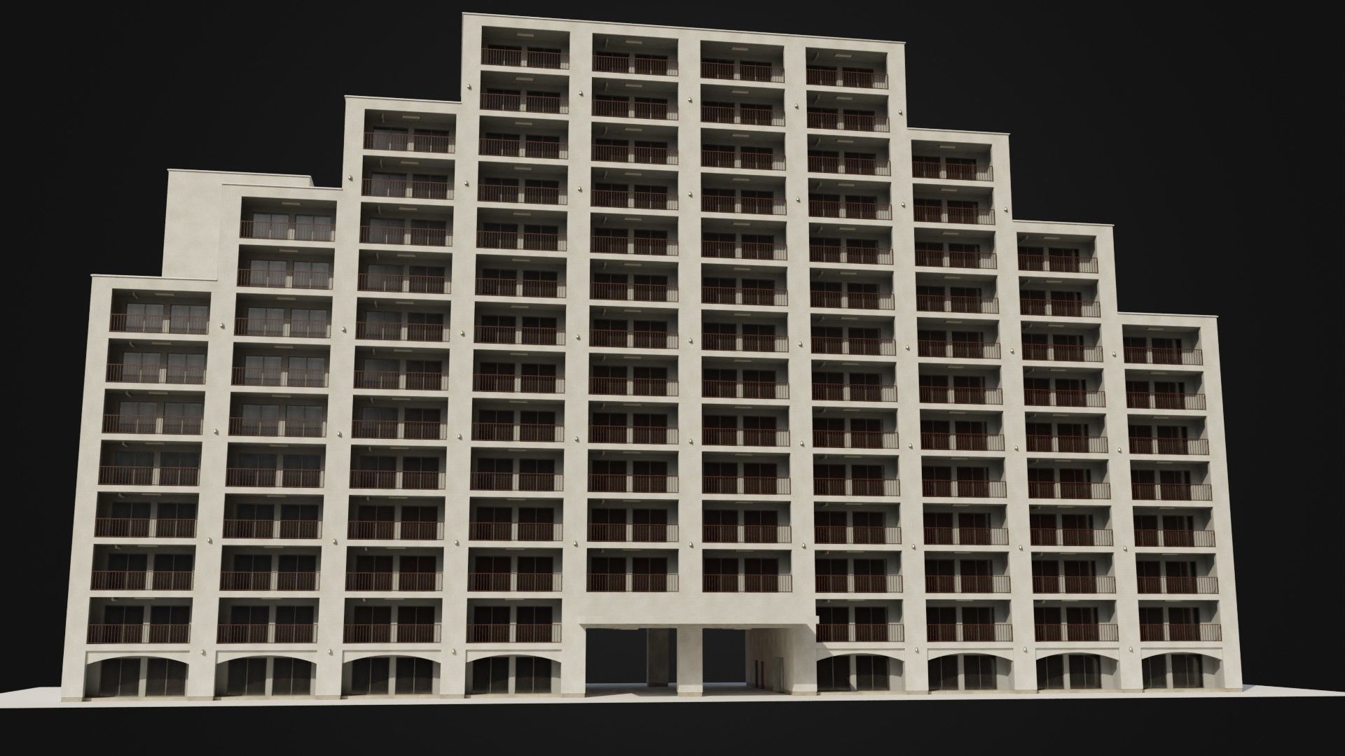 Apartment Building  02 Low-poly 3D model_6