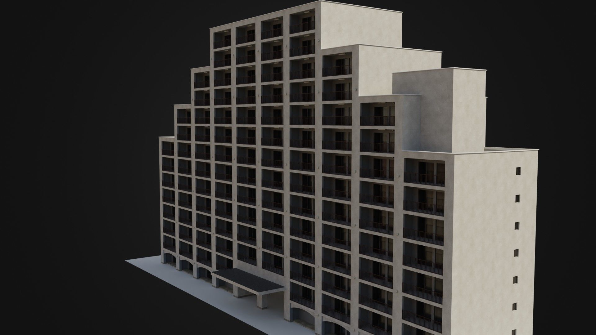 Apartment Building  02 Low-poly 3D model_19