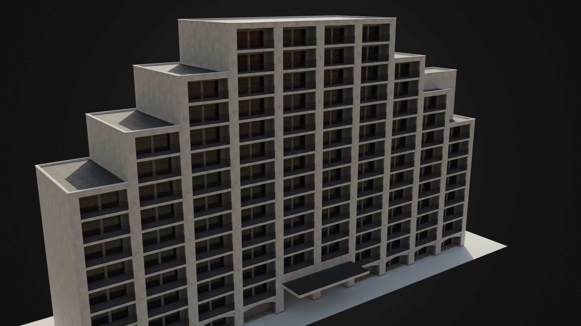 Apartment Building  02 Low-poly 3D model_28