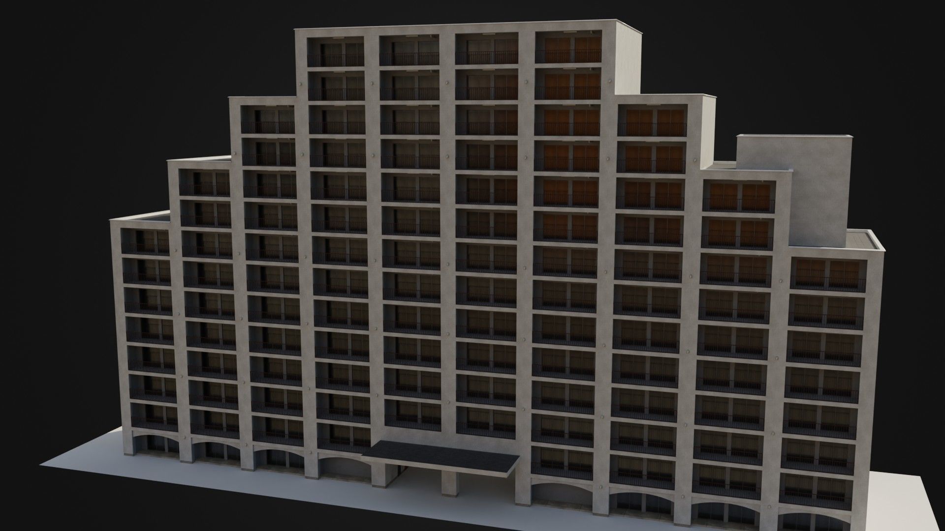 Apartment Building  02 Low-poly 3D model_22