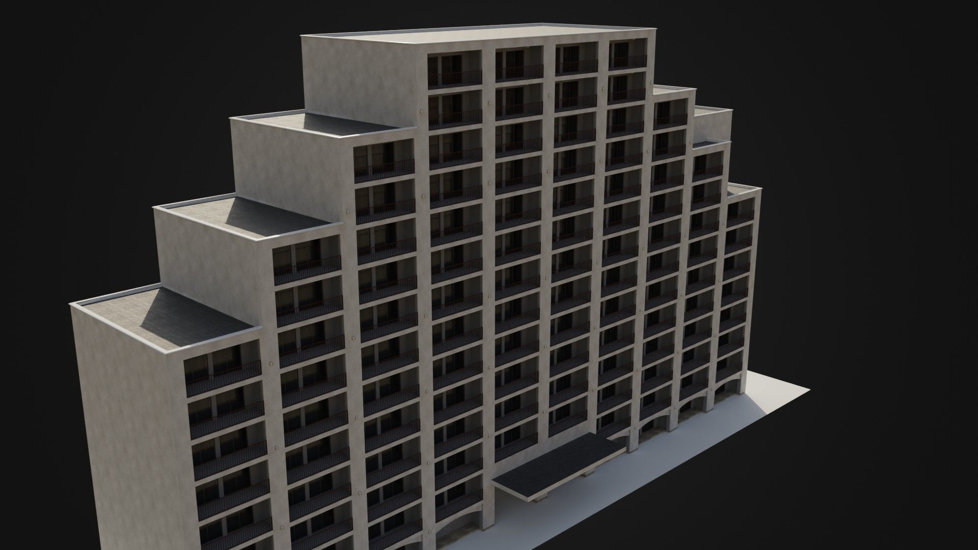 Apartment Building  02 Low-poly 3D model_29
