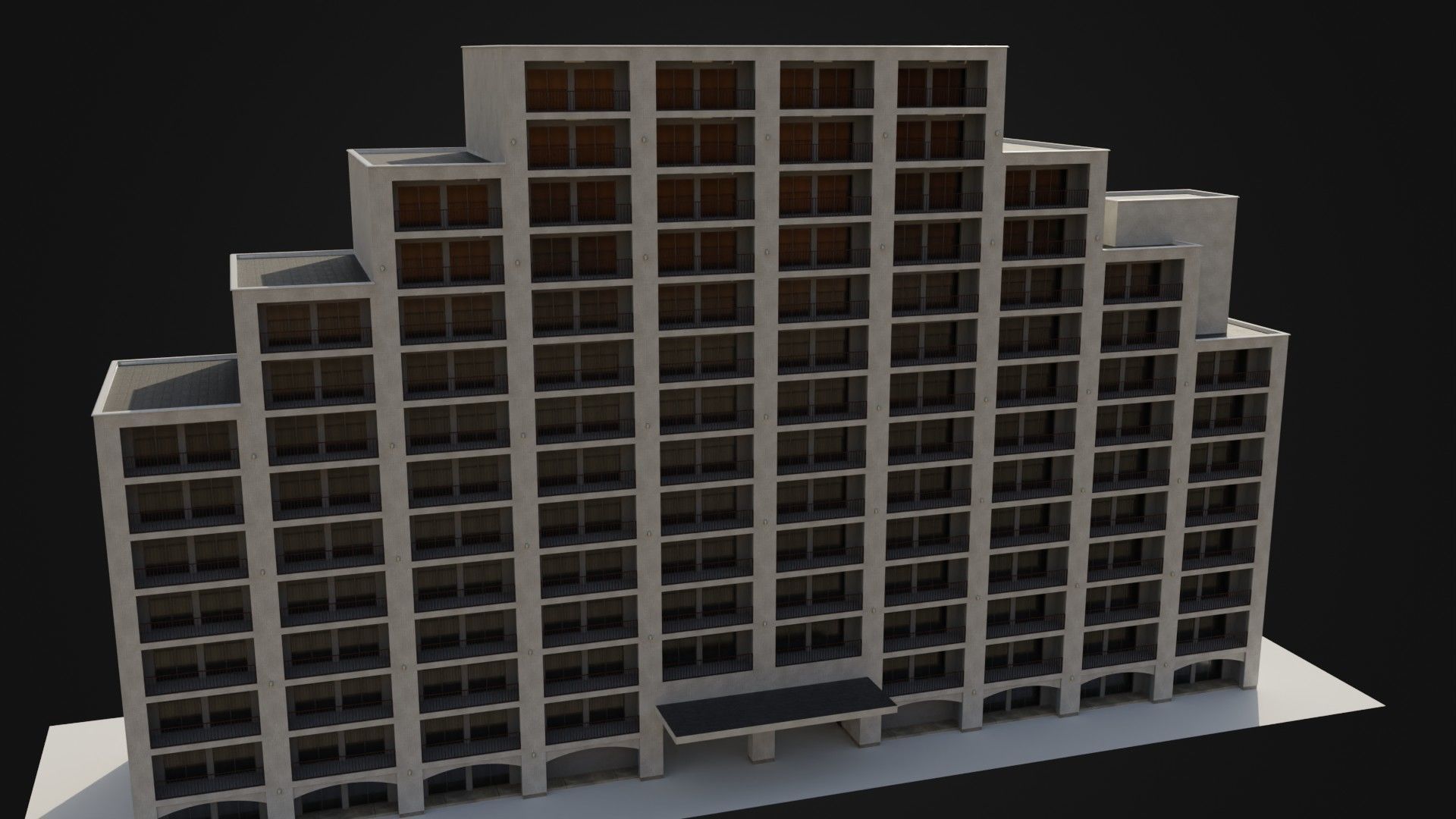 Apartment Building  02 Low-poly 3D model_26