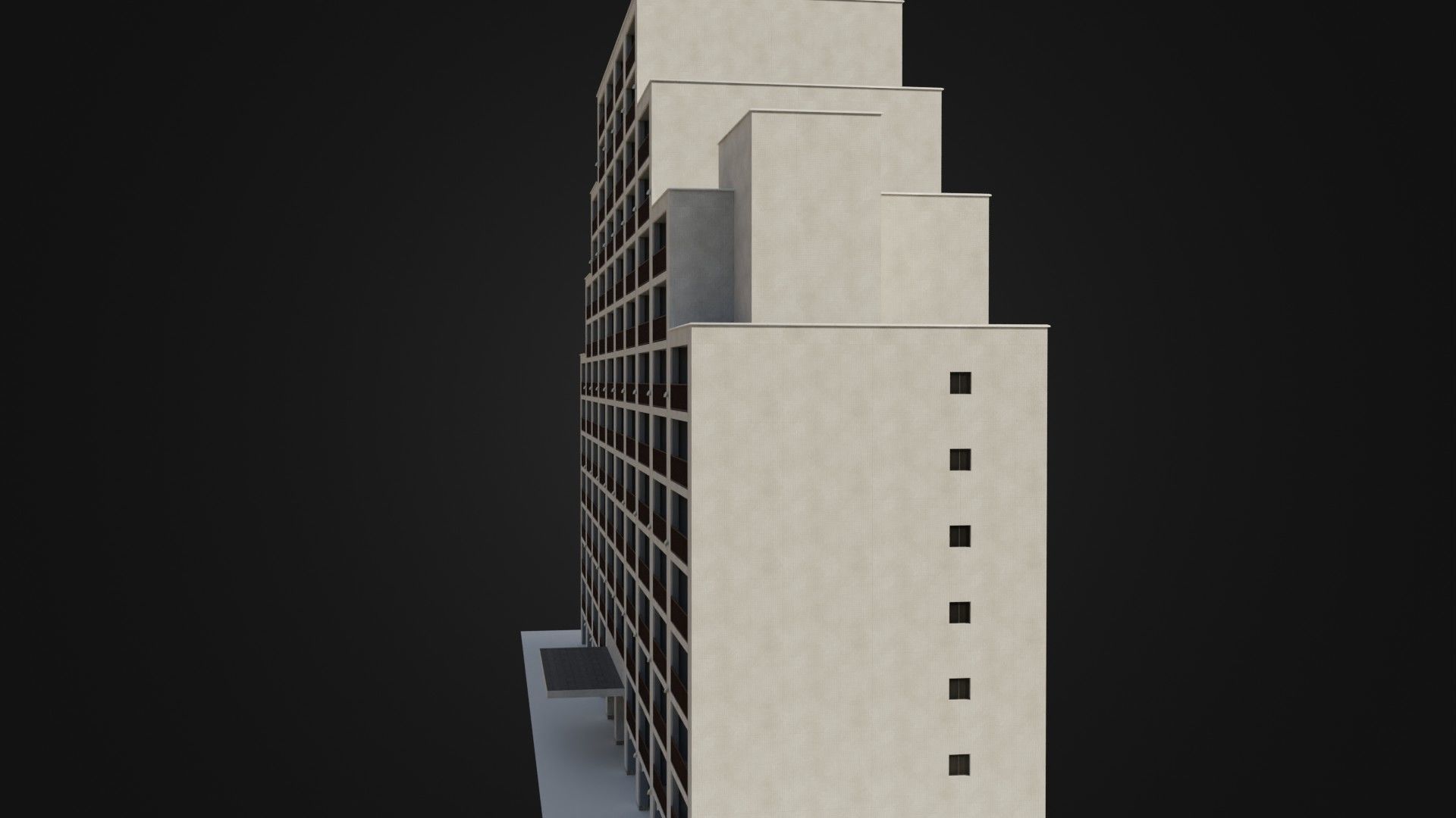 Apartment Building  02 Low-poly 3D model_16