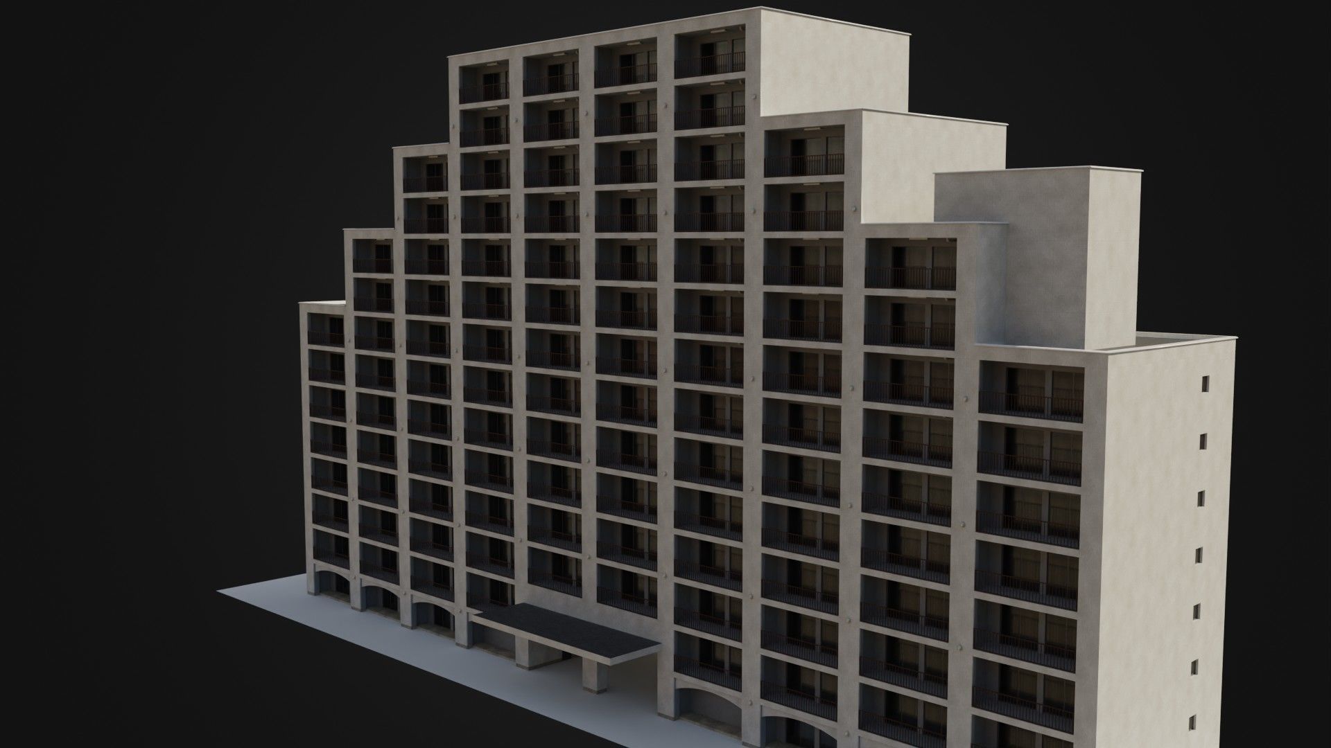 Apartment Building  02 Low-poly 3D model_20