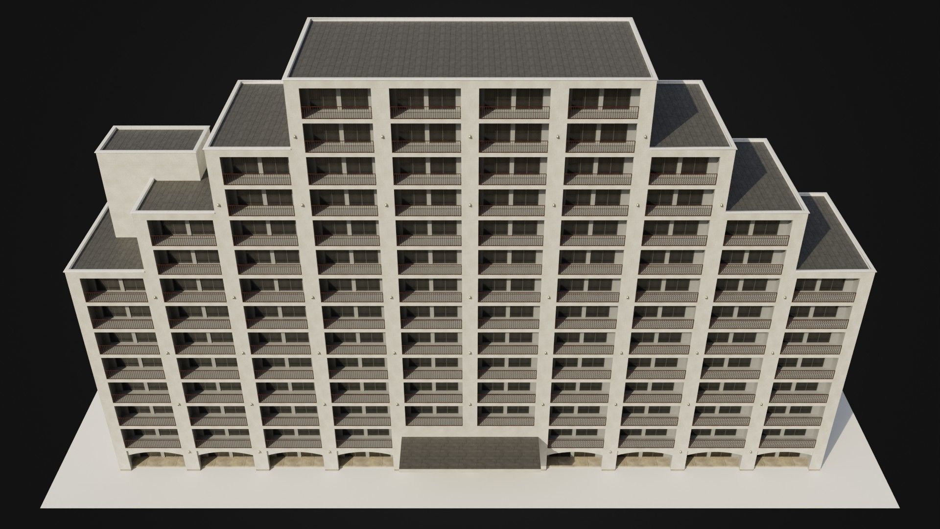 Apartment Building  02 Low-poly 3D model_43