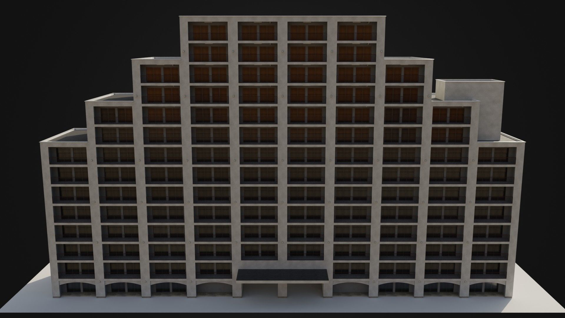 Apartment Building  02 Low-poly 3D model_24