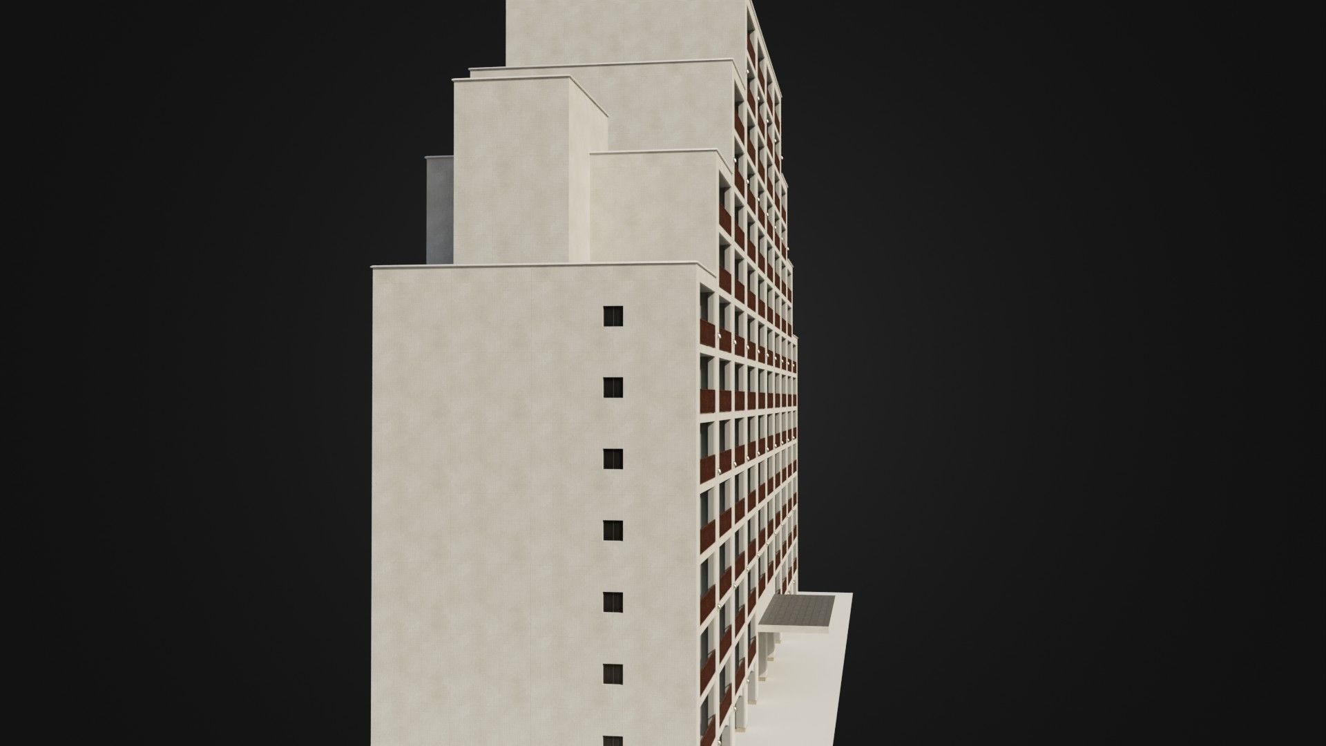 Apartment Building  02 Low-poly 3D model_14
