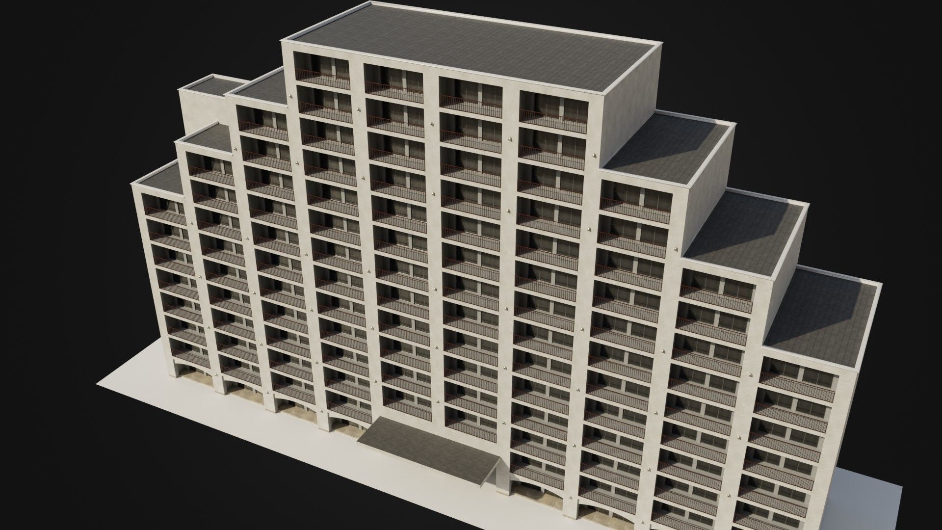 Apartment Building  02 Low-poly 3D model_41
