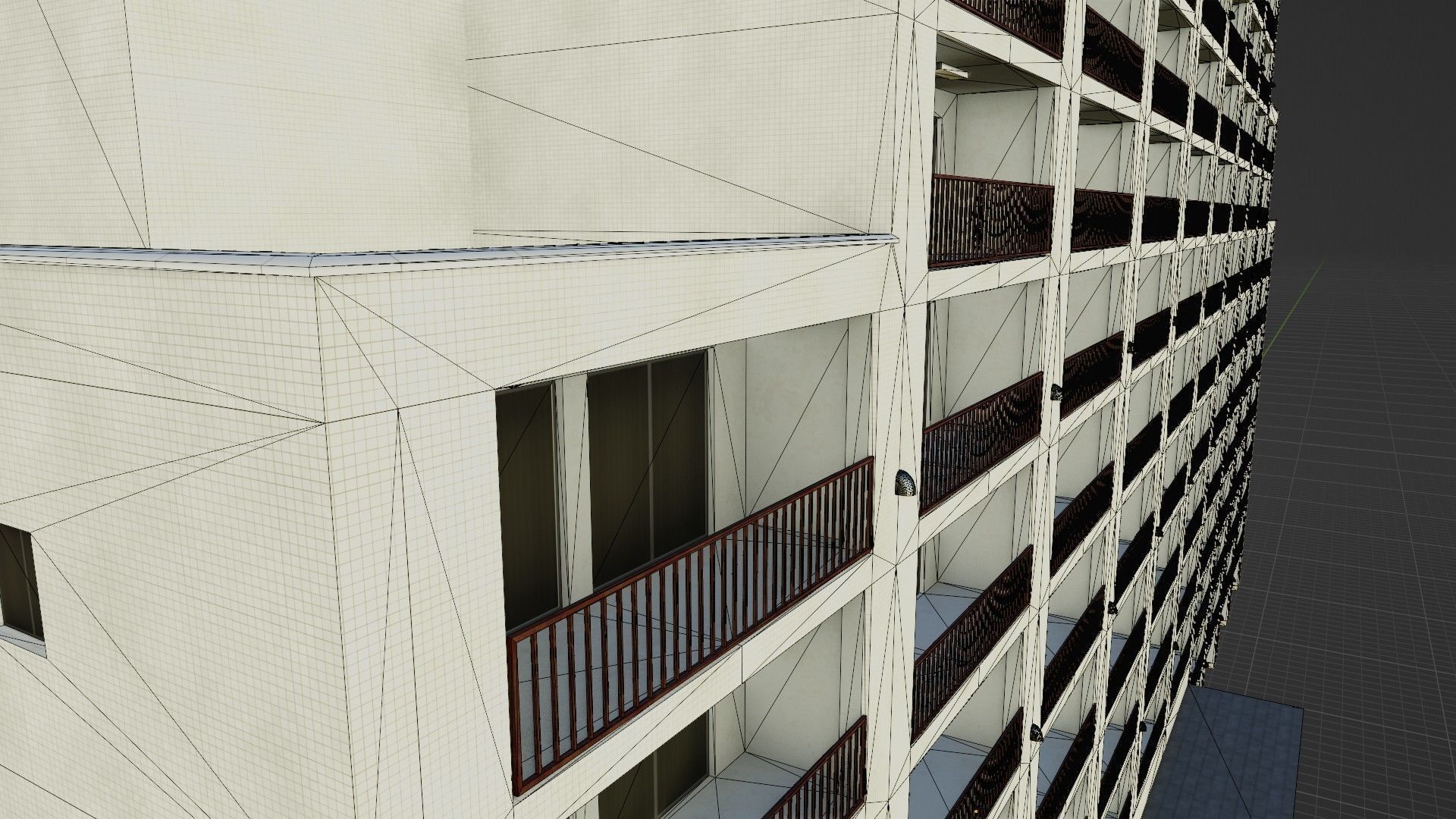 Apartment Building  02 Low-poly 3D model_3
