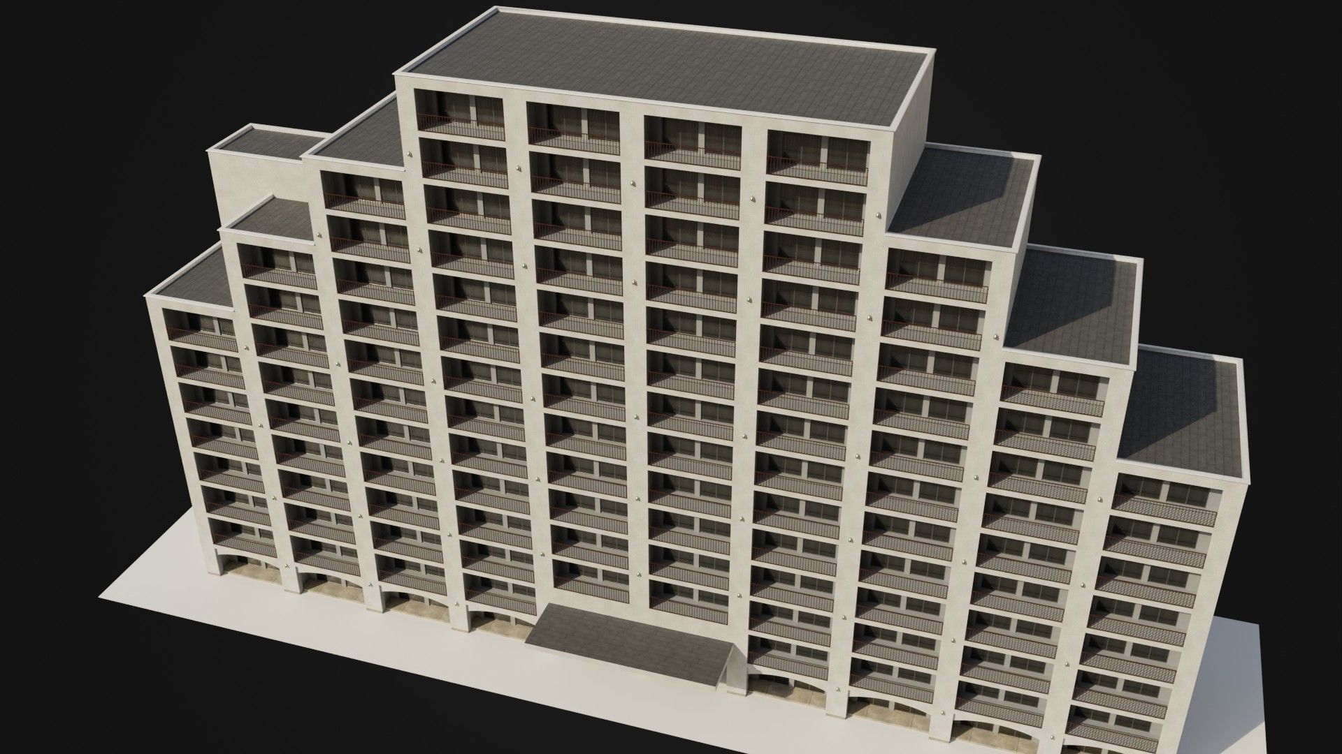 Apartment Building  02 Low-poly 3D model_42