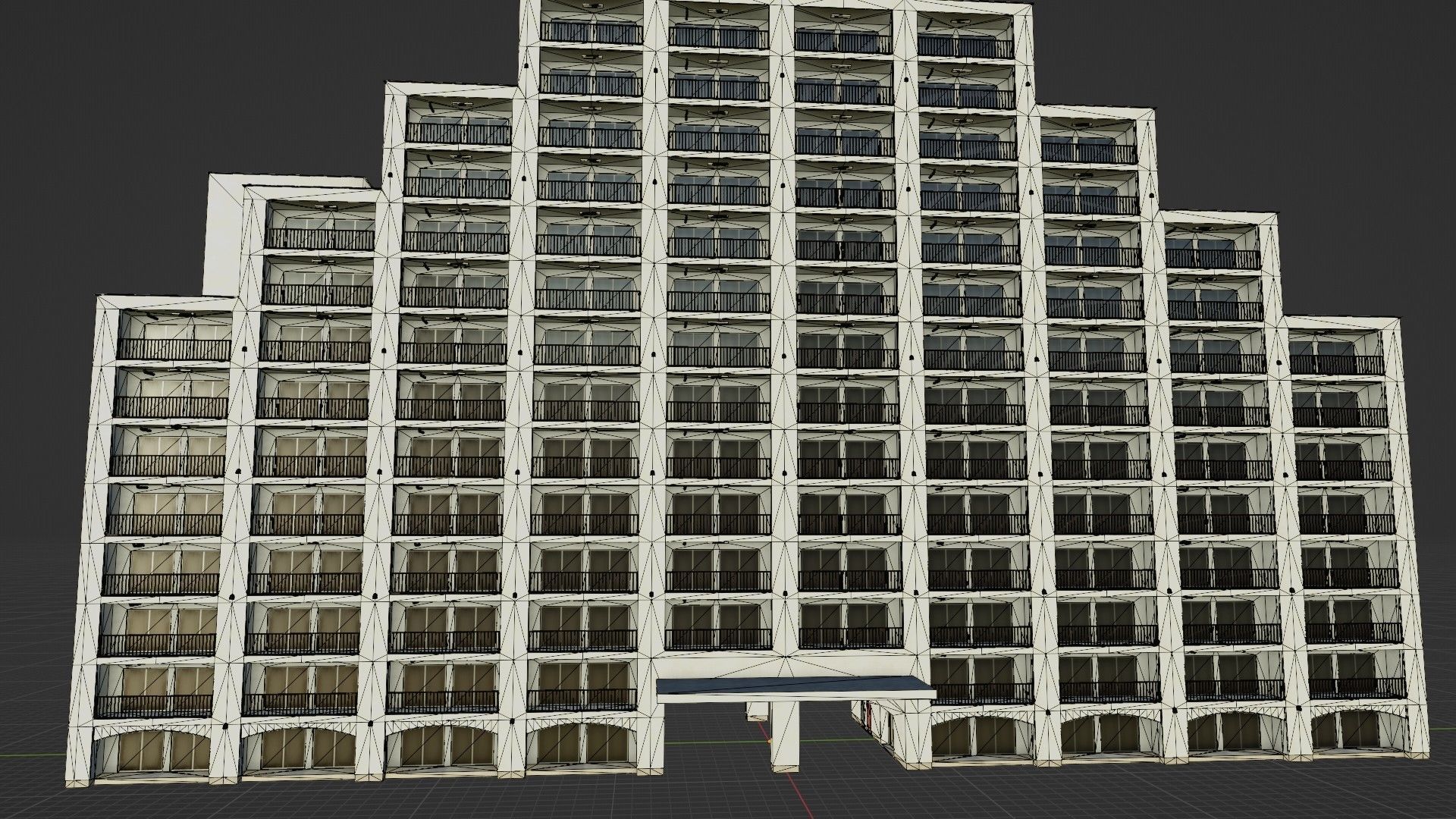 Apartment Building  02 Low-poly 3D model_4