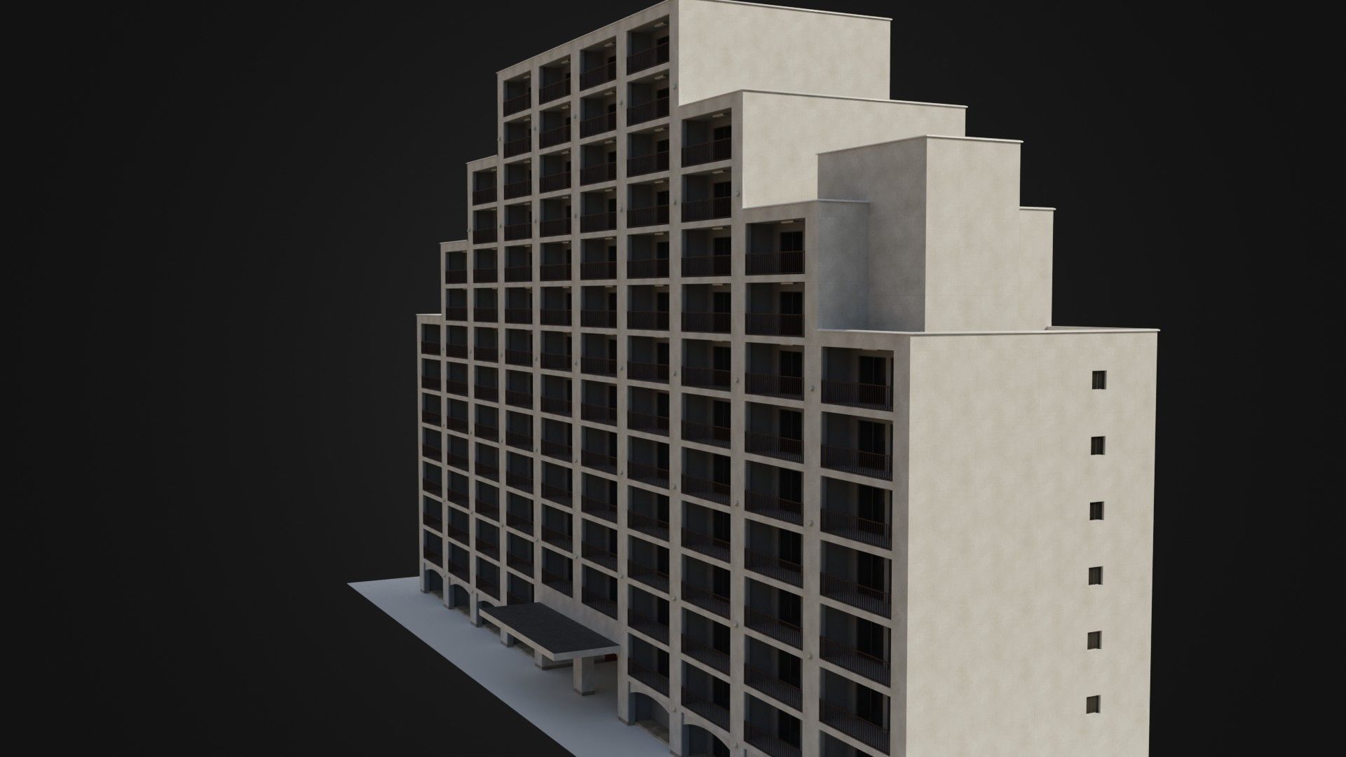 Apartment Building  02 Low-poly 3D model_18