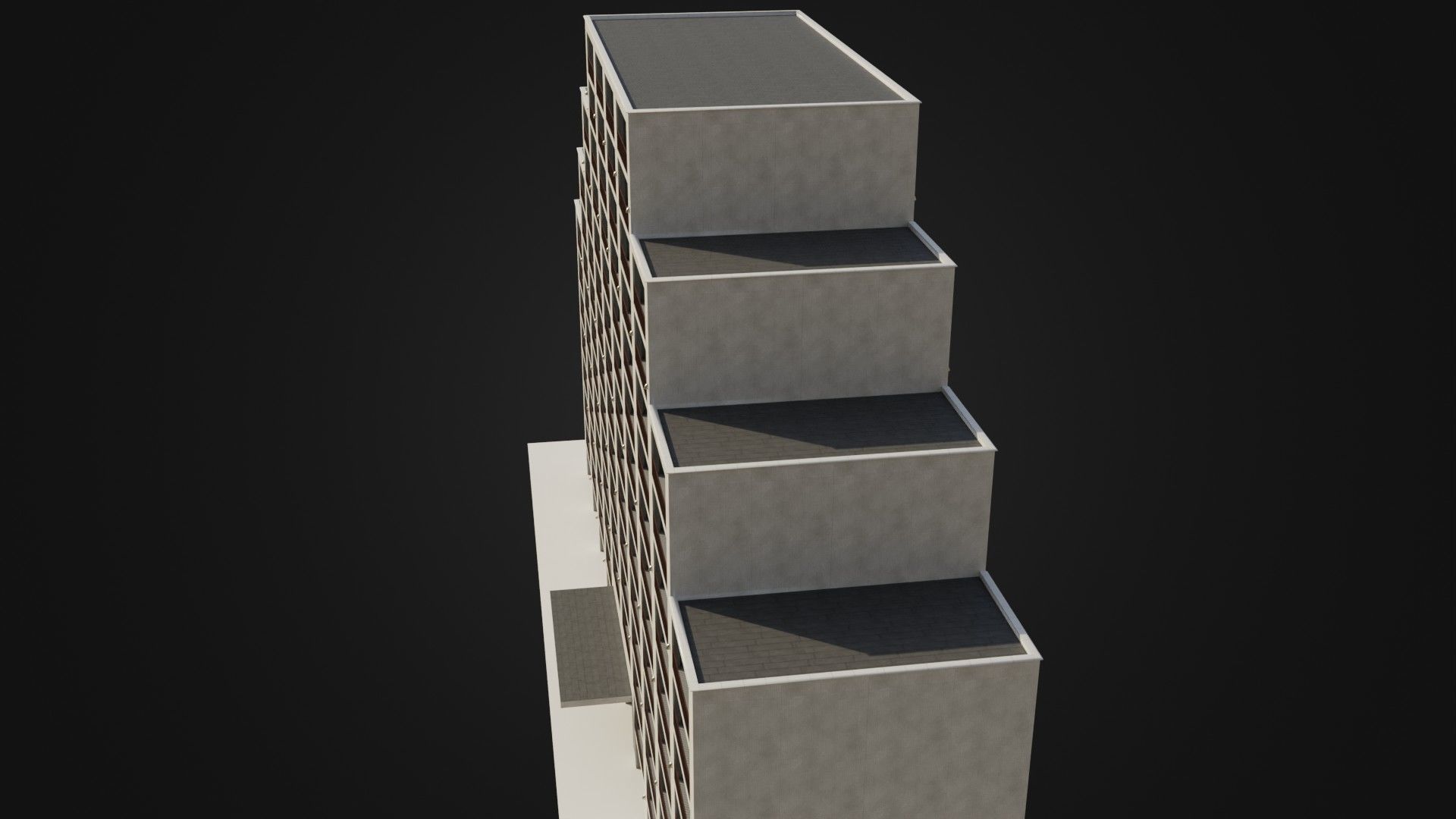 Apartment Building  02 Low-poly 3D model_35