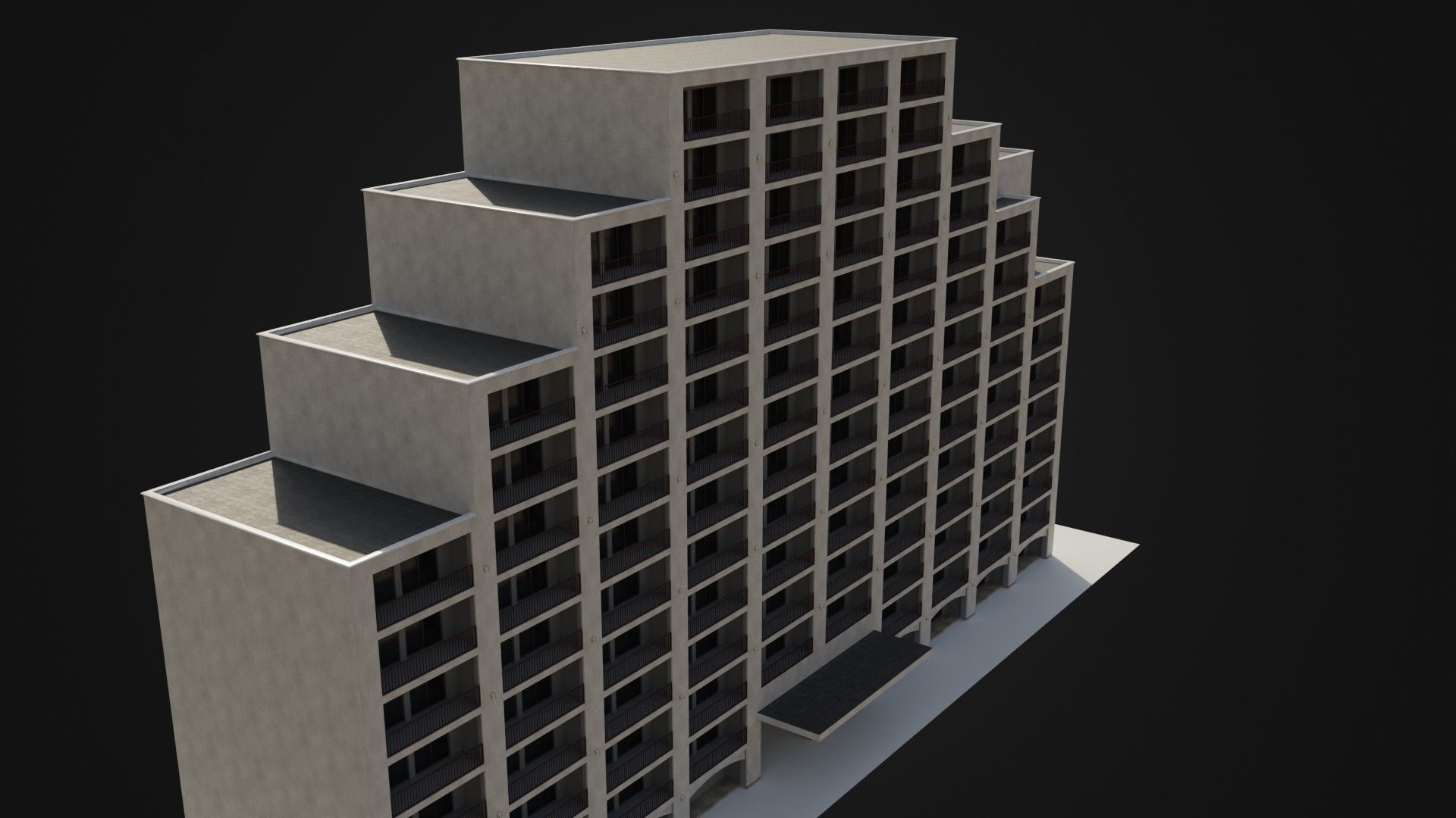 Apartment Building  02 Low-poly 3D model_30