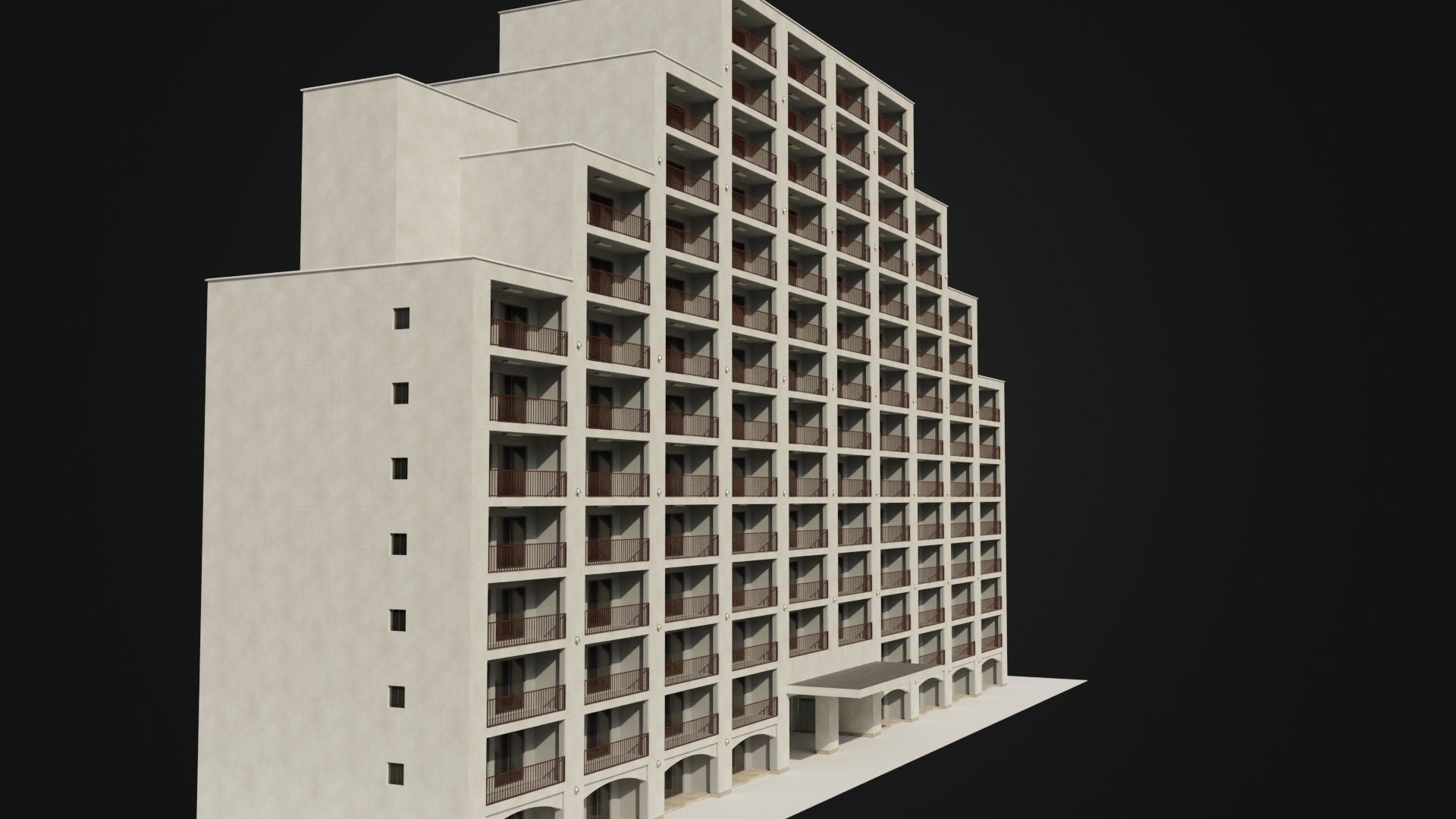 Apartment Building  02 Low-poly 3D model_12