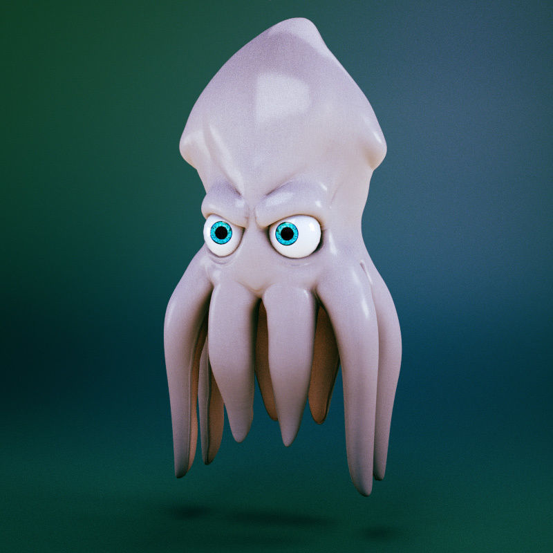 Squiddy octopus with eyes 3D model_1