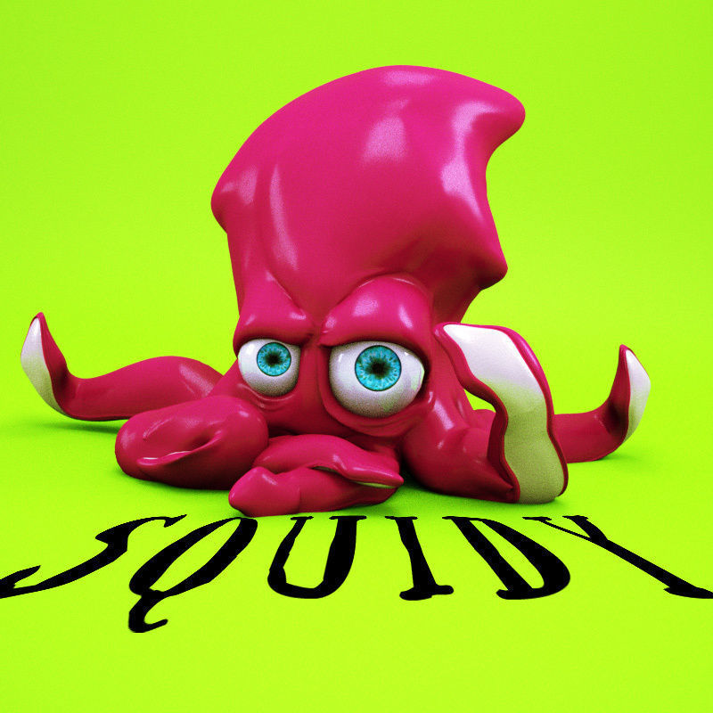 Squiddy octopus with eyes 3D model_3